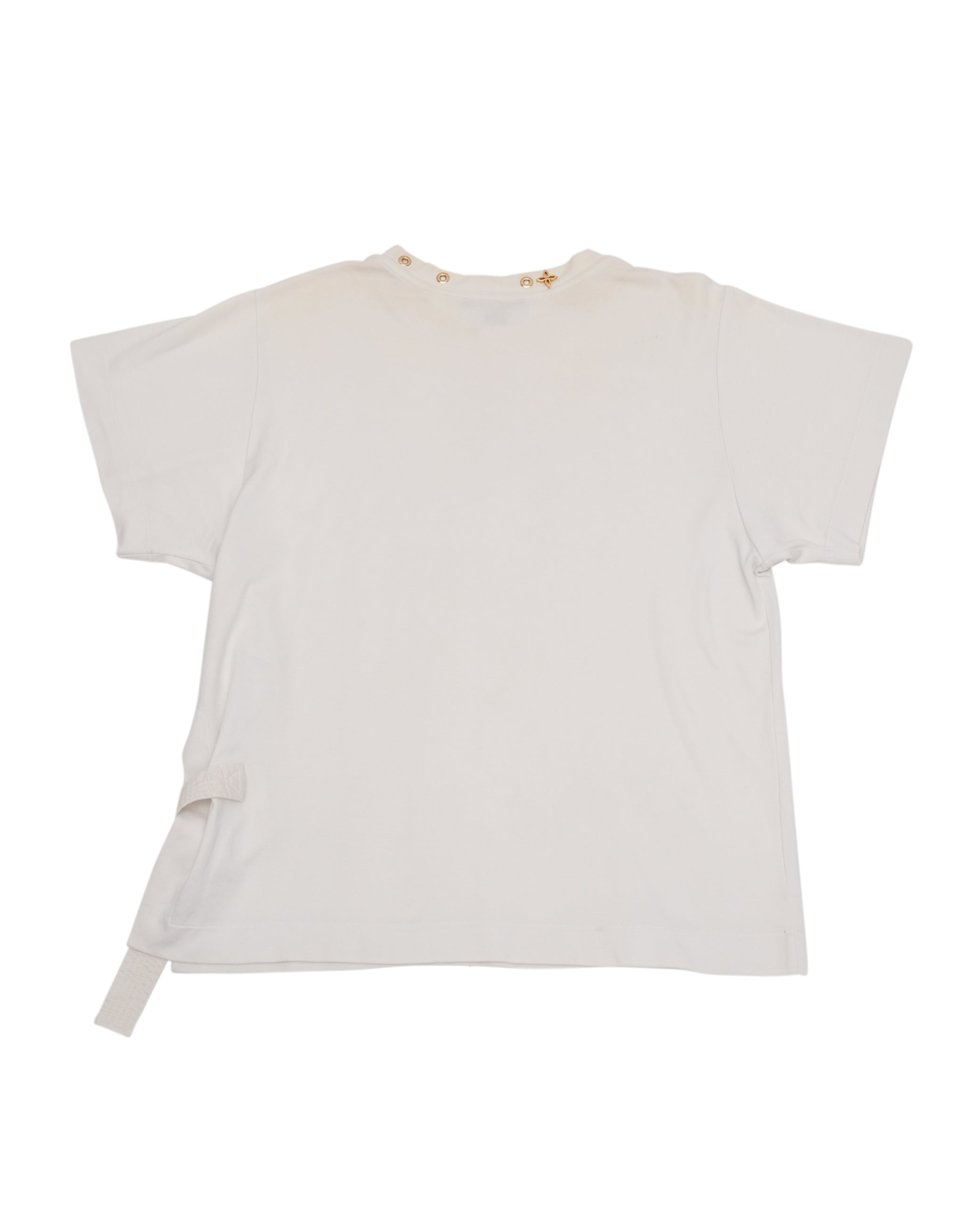 LOGO WHITE LADIES T-SHIRT WITH SIDE STRAP SIZE M