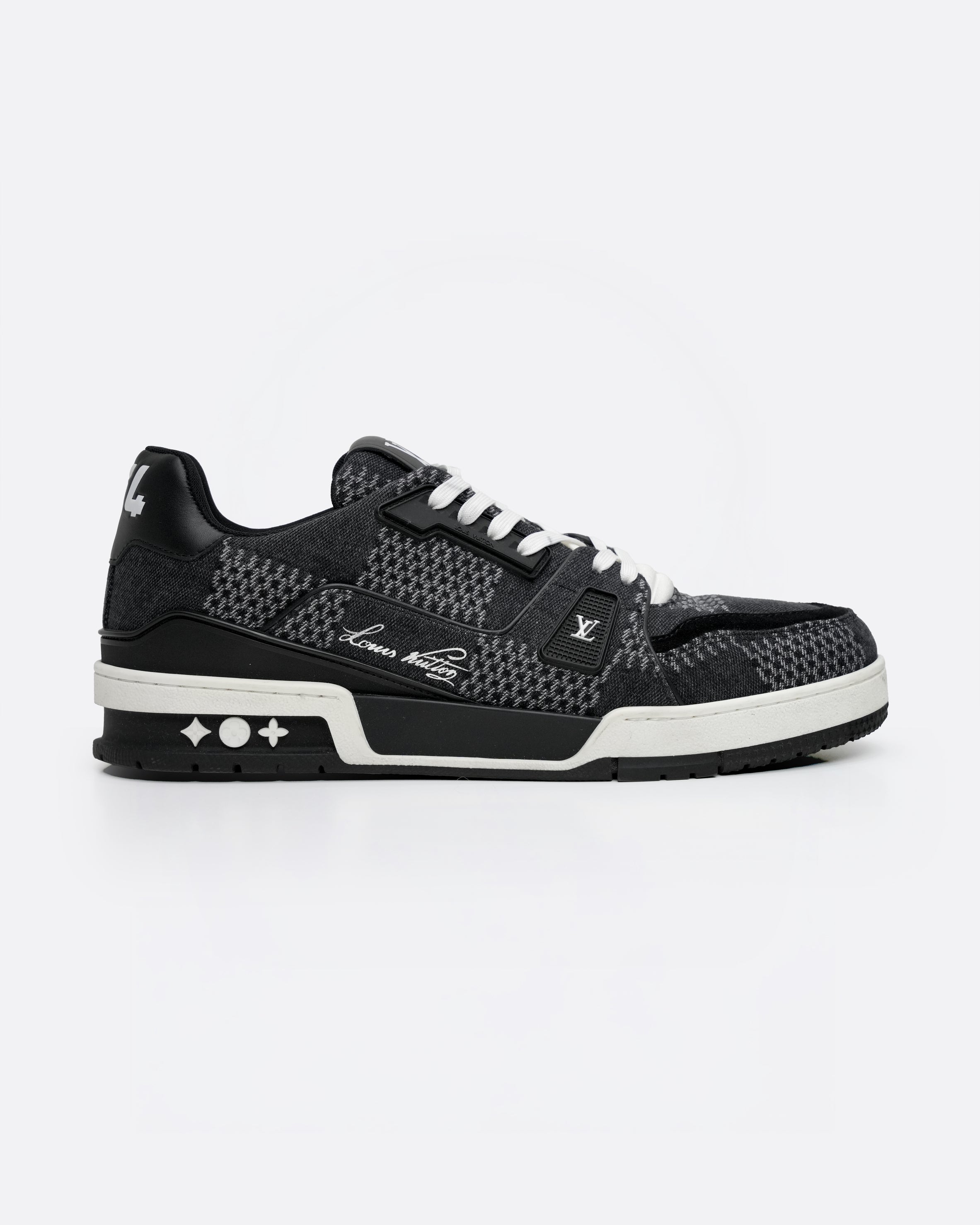 TRAINER LINE 2024 DENIM SNEAKERS DAMIER LOGO BLACK - SIZE 8