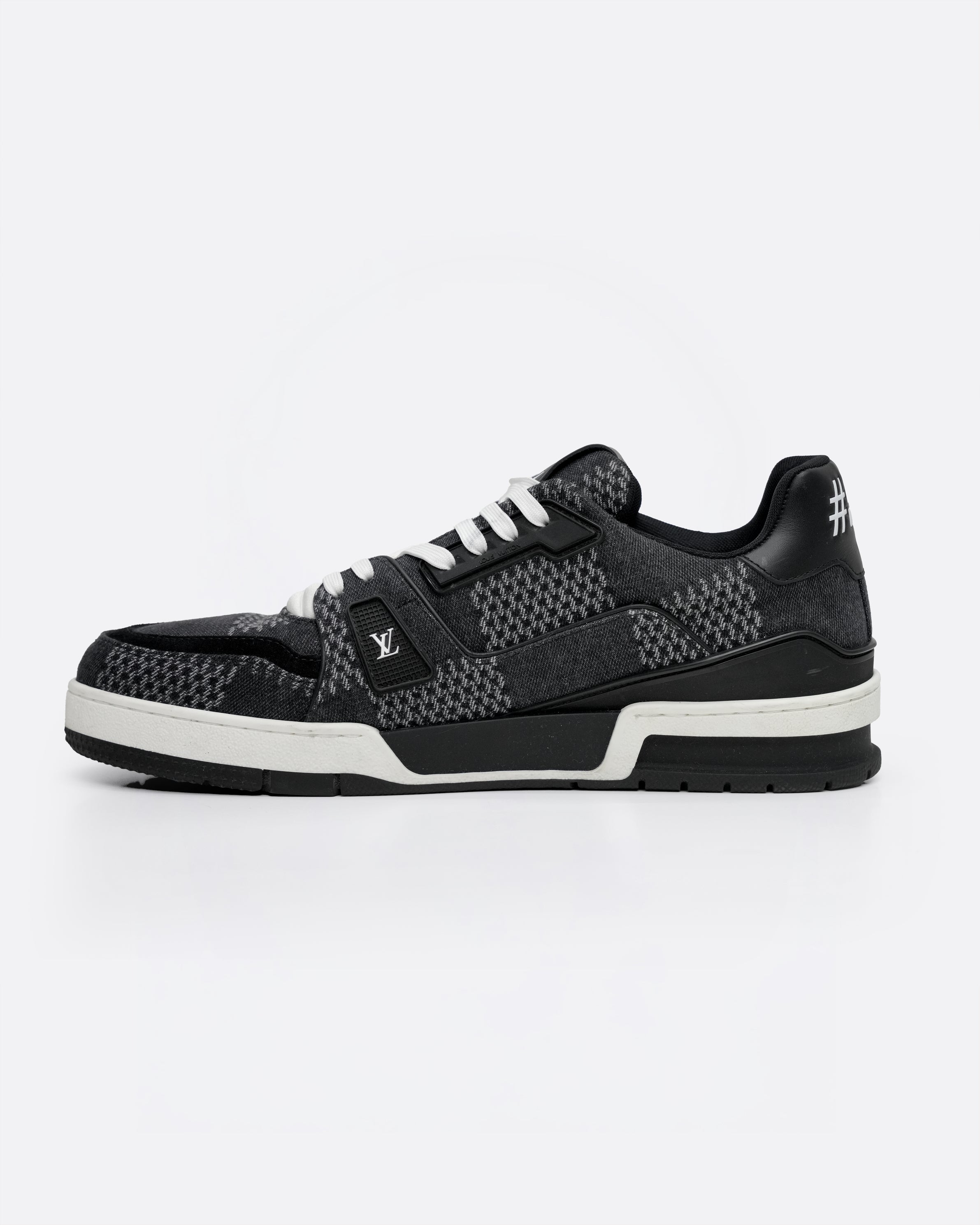 TRAINER LINE 2024 DENIM SNEAKERS DAMIER LOGO BLACK - SIZE 8