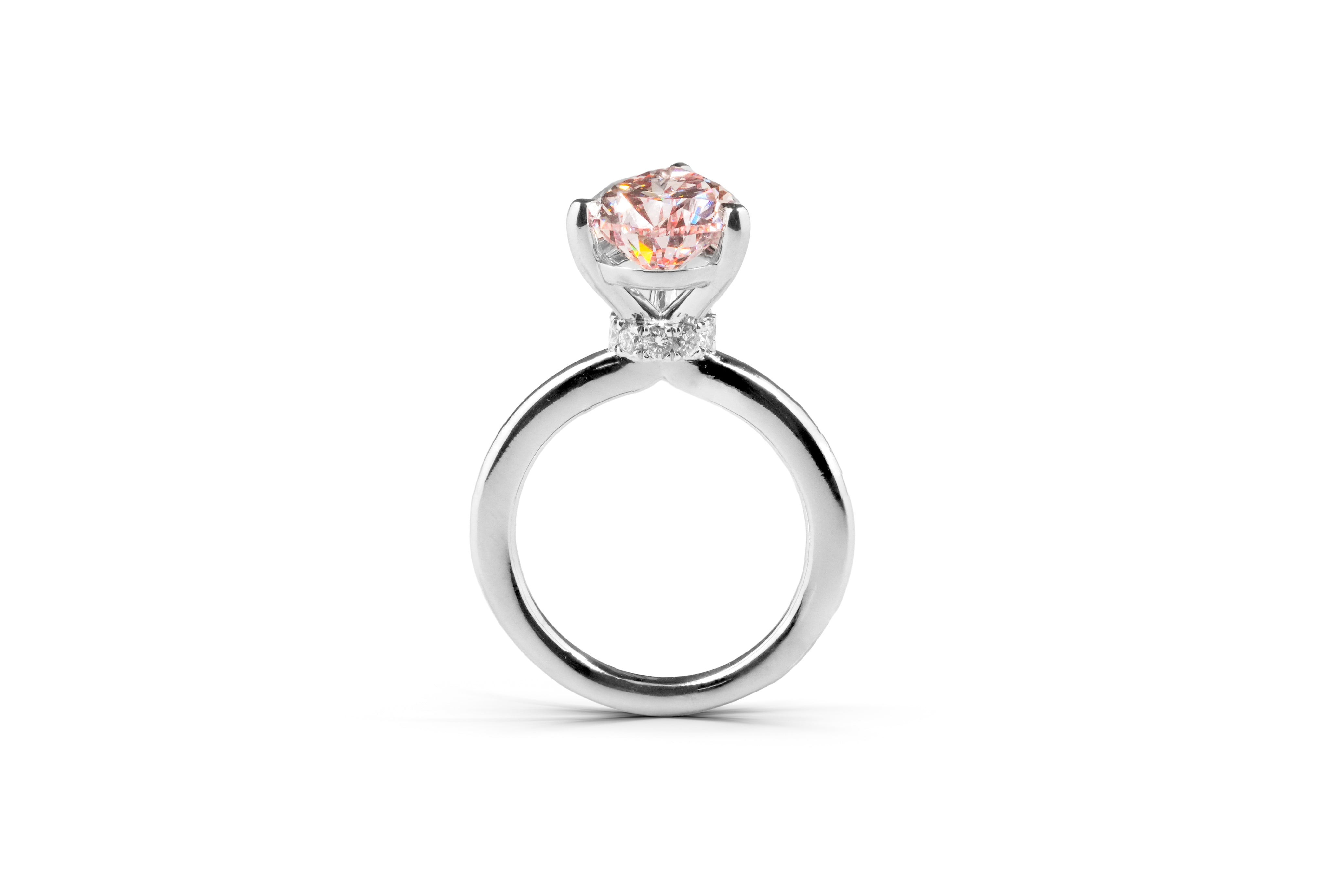 EMMA WHITEGOLD RING 3CT FANCY VIVID PINK PEAR CUT LAB DIAMOND WITH HIDEN HALO