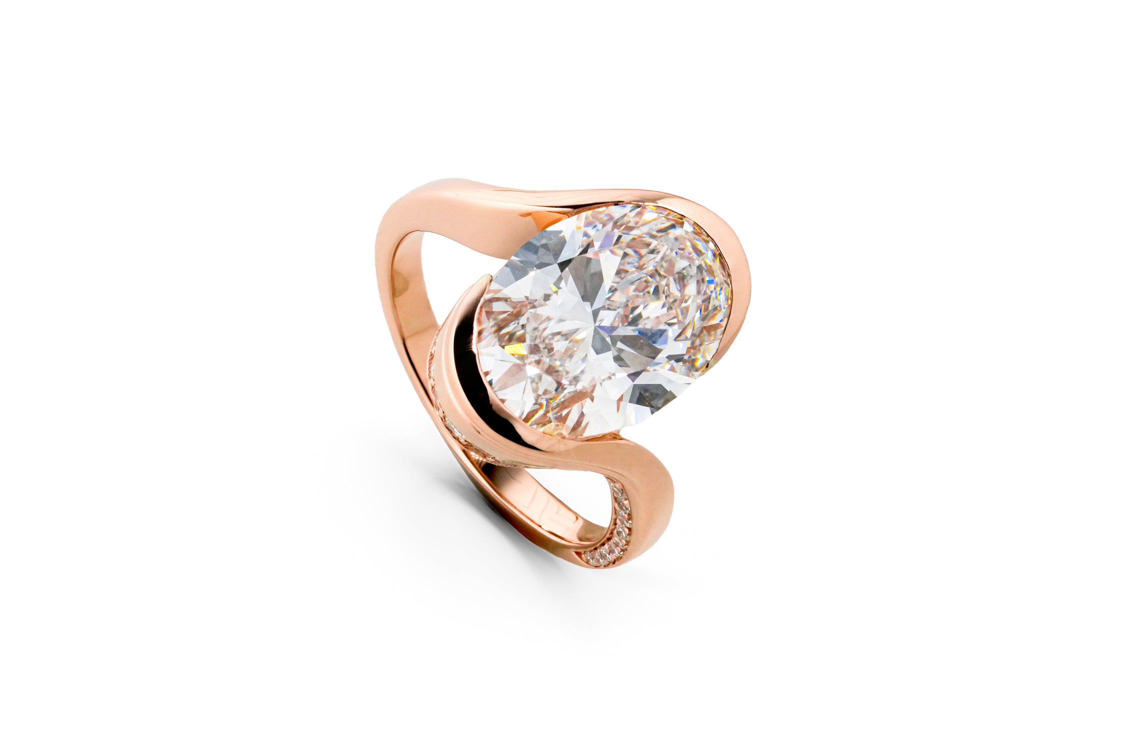 DIANA ROSEGOLD RING 5CT OVAL CUT LAB DIAMOND