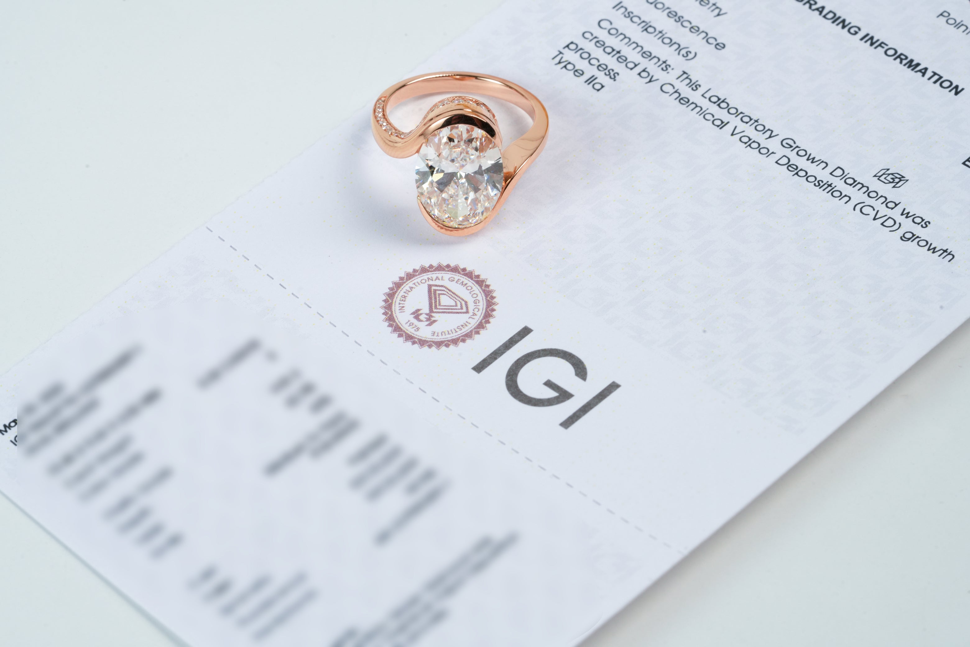 DIANA ROSEGOLD RING 5CT OVAL CUT LAB DIAMOND