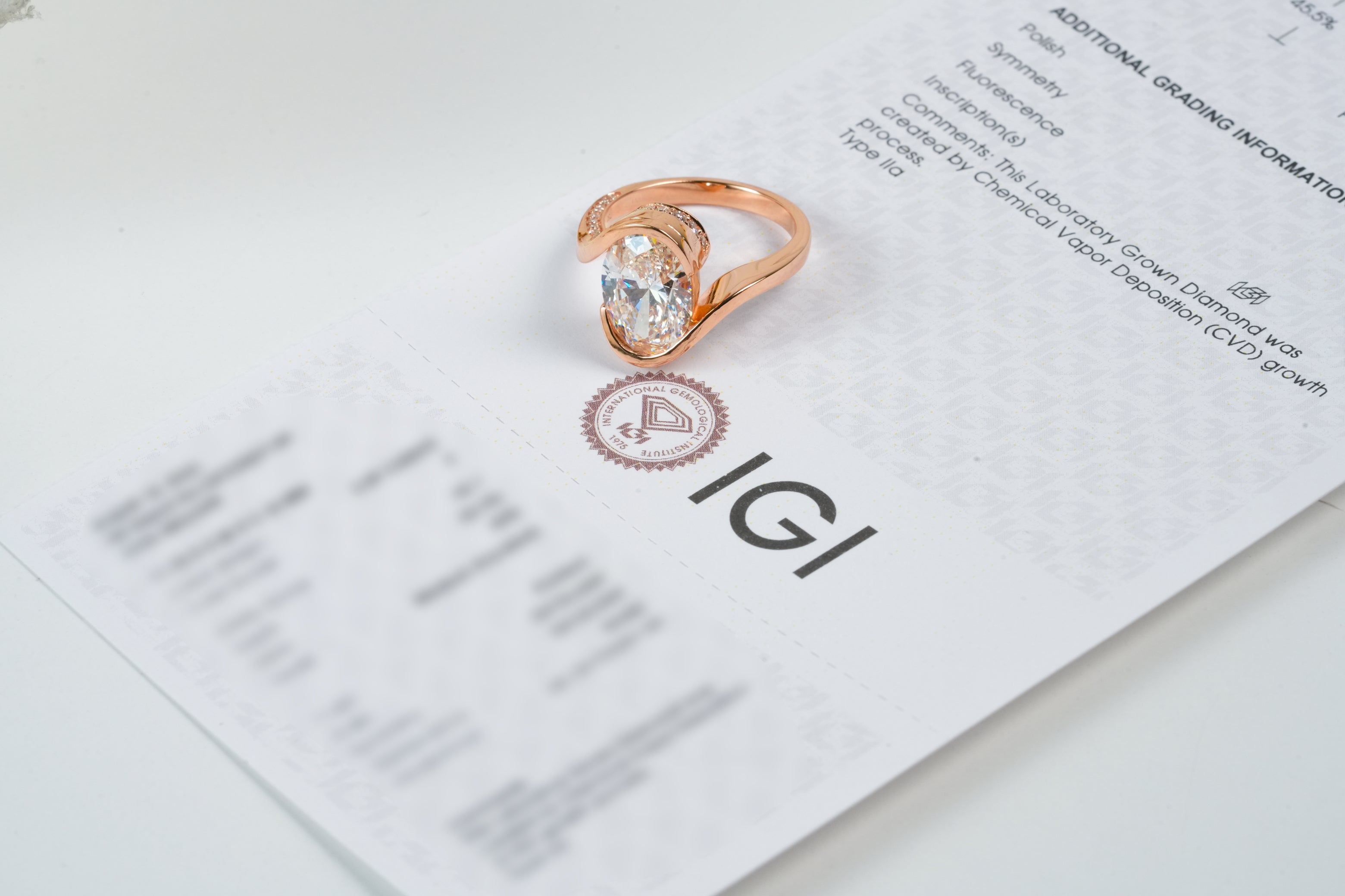 DIANA ROSEGOLD RING 3CT OVAL CUT LAB DIAMOND
