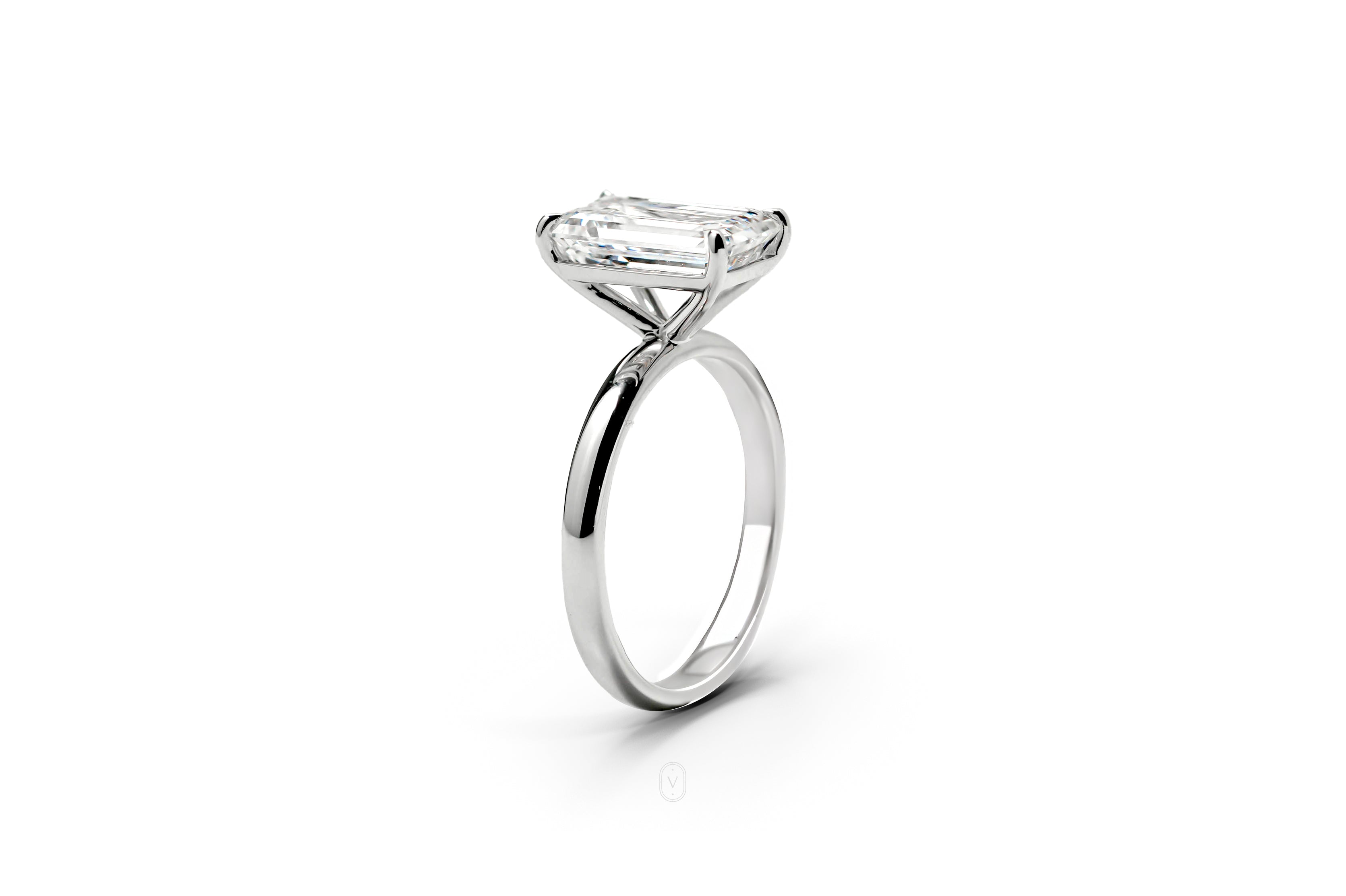ELLEN WHITEGOLD RING 3CT EMERALD CUT LAB DIAMOND