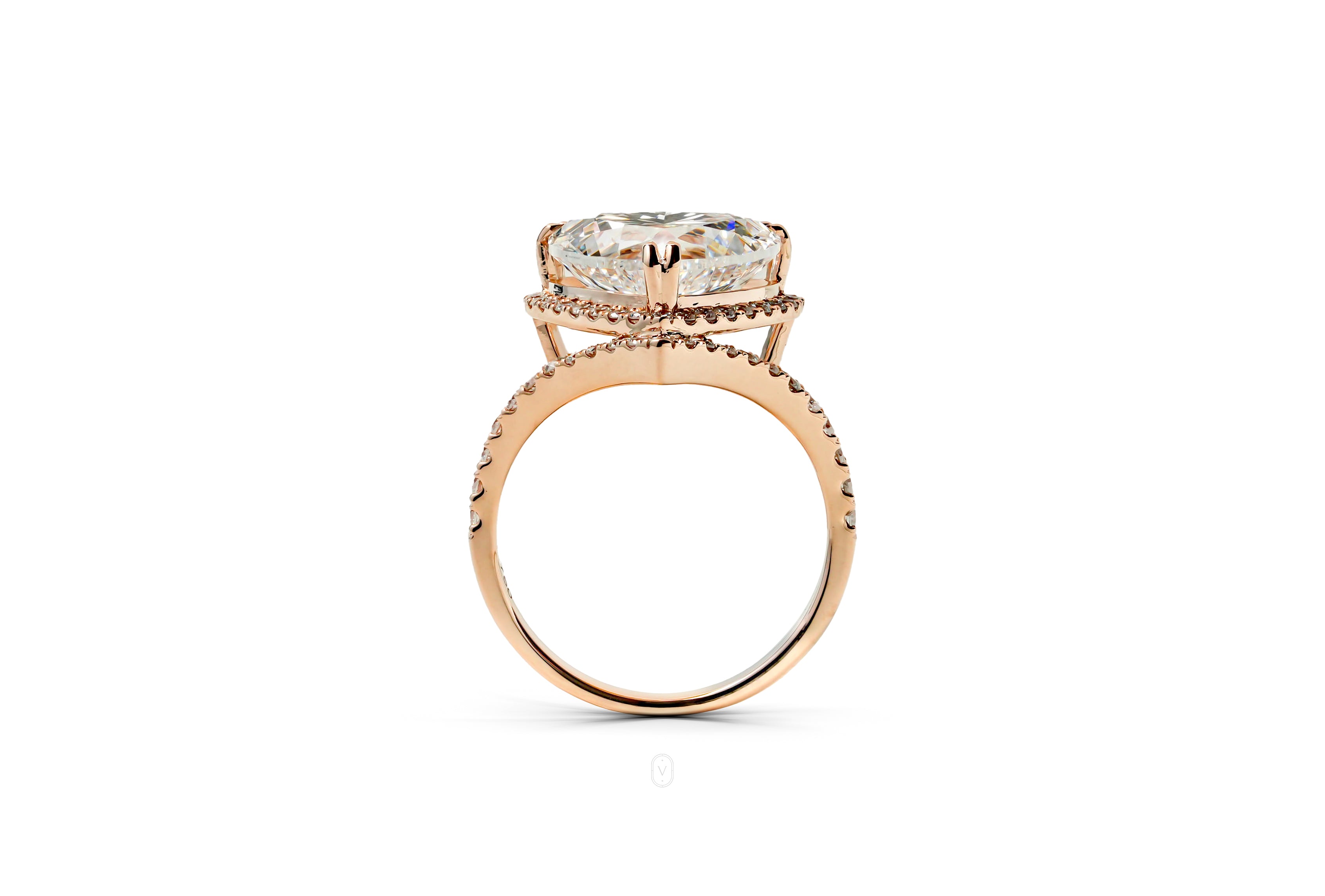 IVY ROSEGOLD RING 5CT HEART CUT LAB DIAMOND