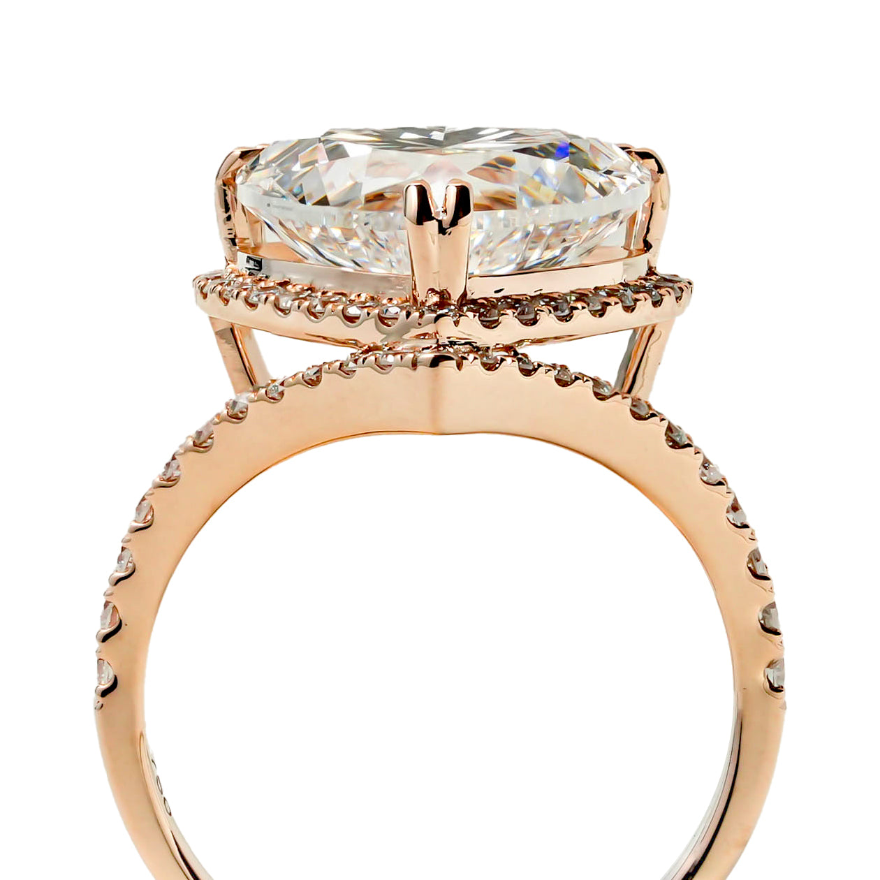 IVY ROSEGOLD RING 5CT HEART CUT LAB DIAMOND