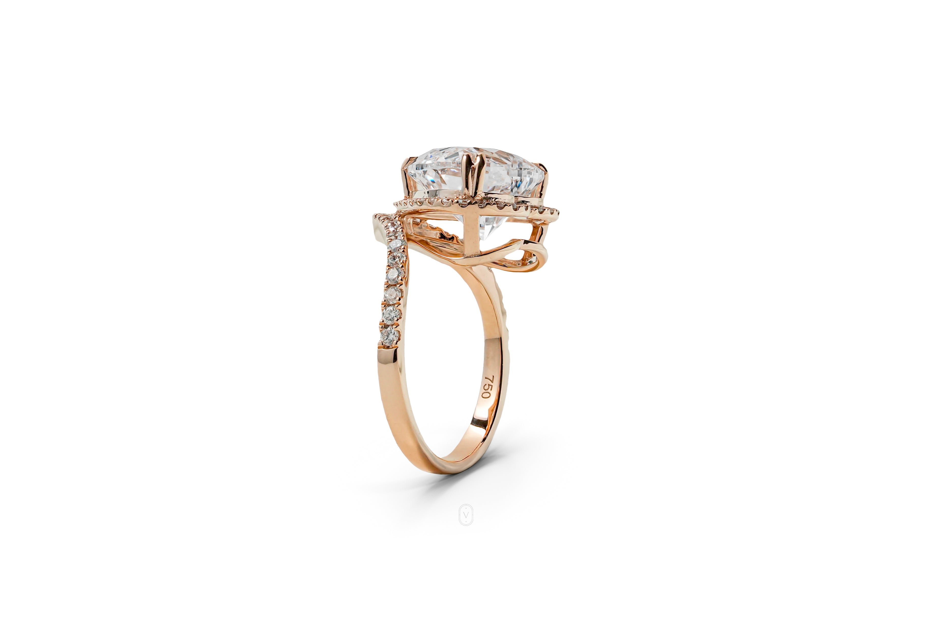 IVY ROSEGOLD RING 5CT HEART CUT LAB DIAMOND