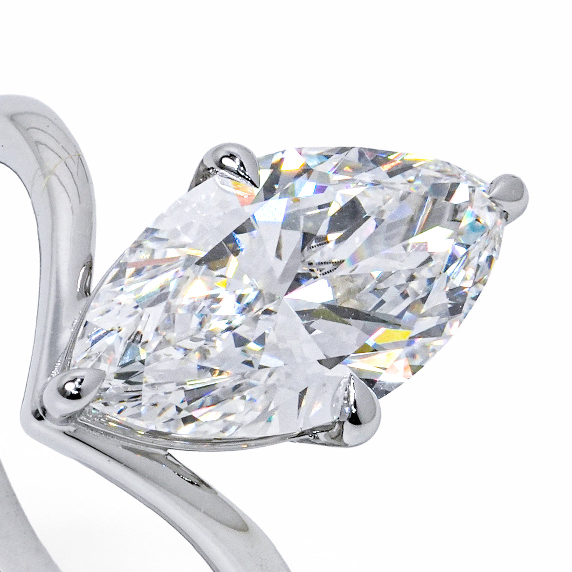 IVANA WHITEGOLD RING 3CT MARQUISE CUT LAB DIAMOND