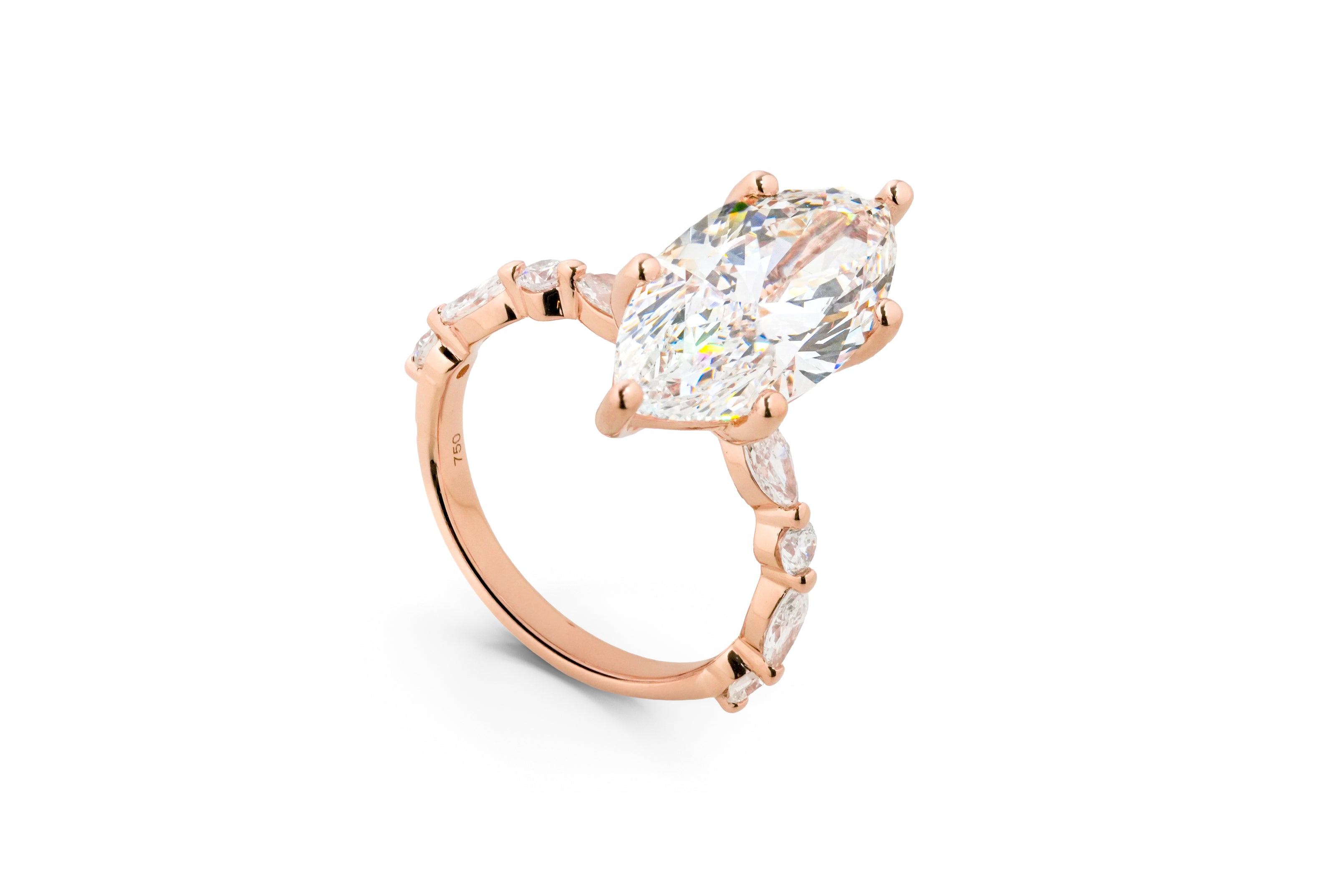 ISABELLA ROSEGOLD RING 5CT MARQUISE CUT LAB DIAMOND
