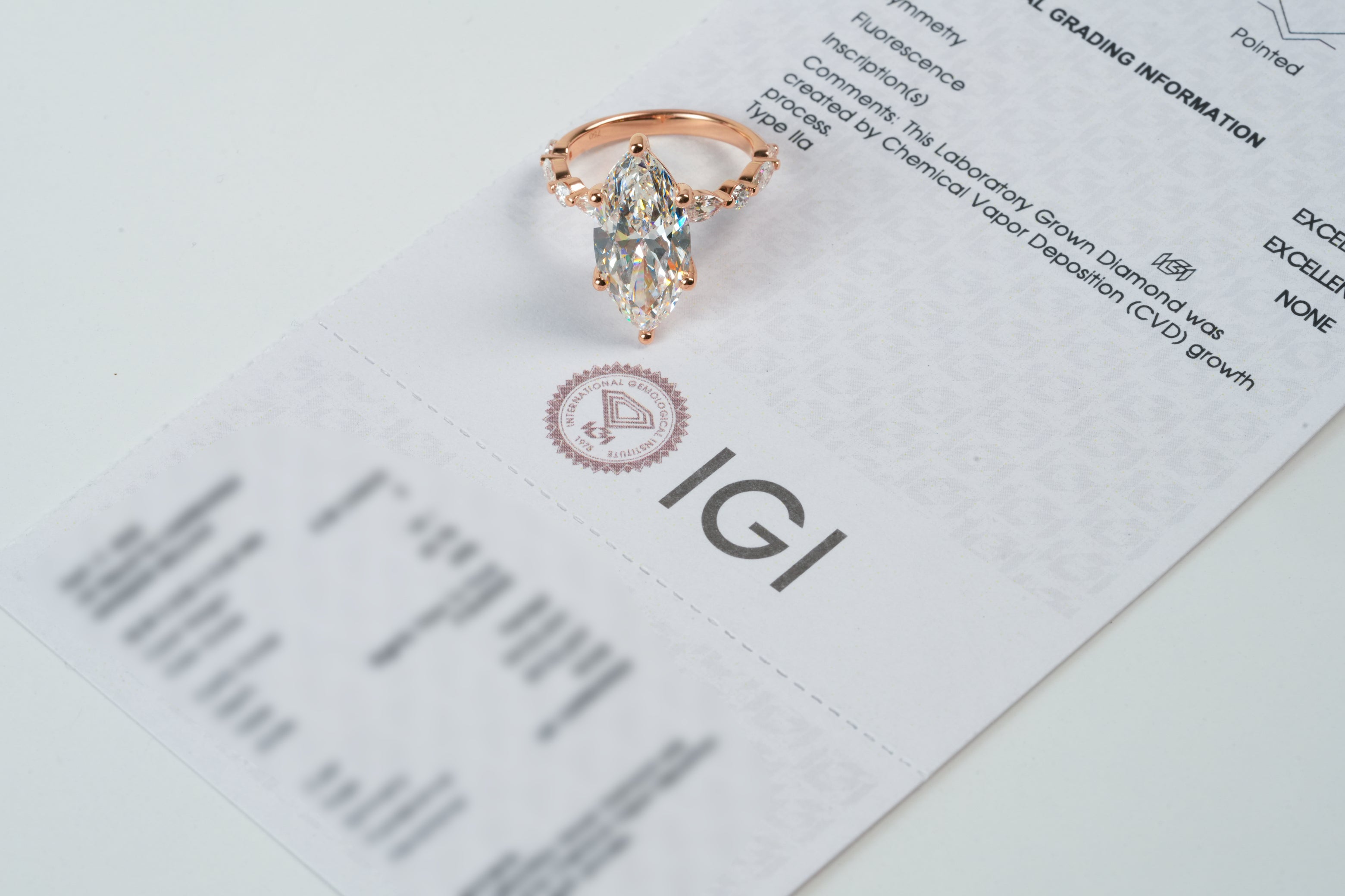 ISABELLA ROSEGOLD RING 5CT MARQUISE CUT LAB DIAMOND