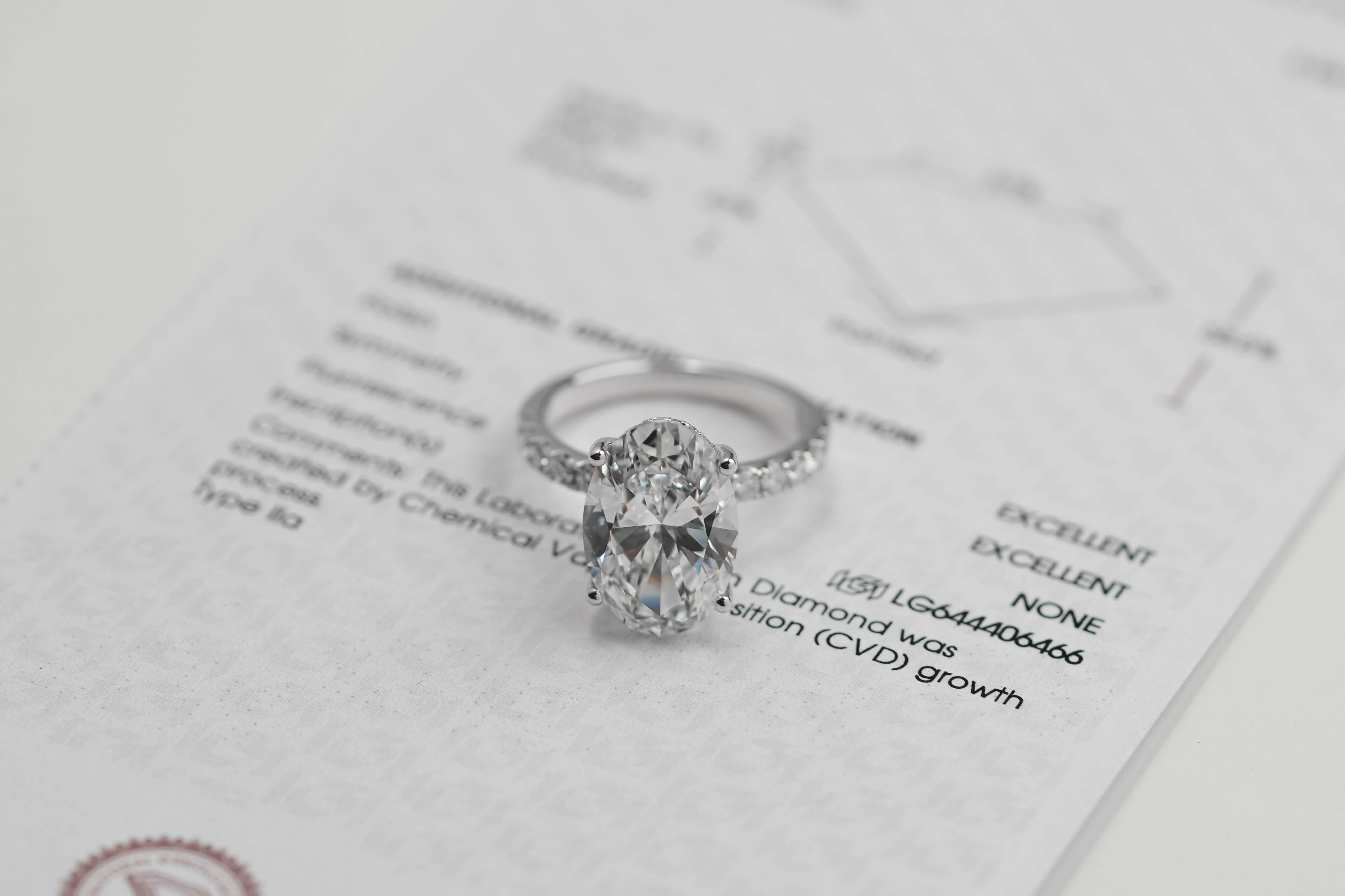 IRIS WHITEGOLD RING 5CT OVAL CUT LAB DIAMOND