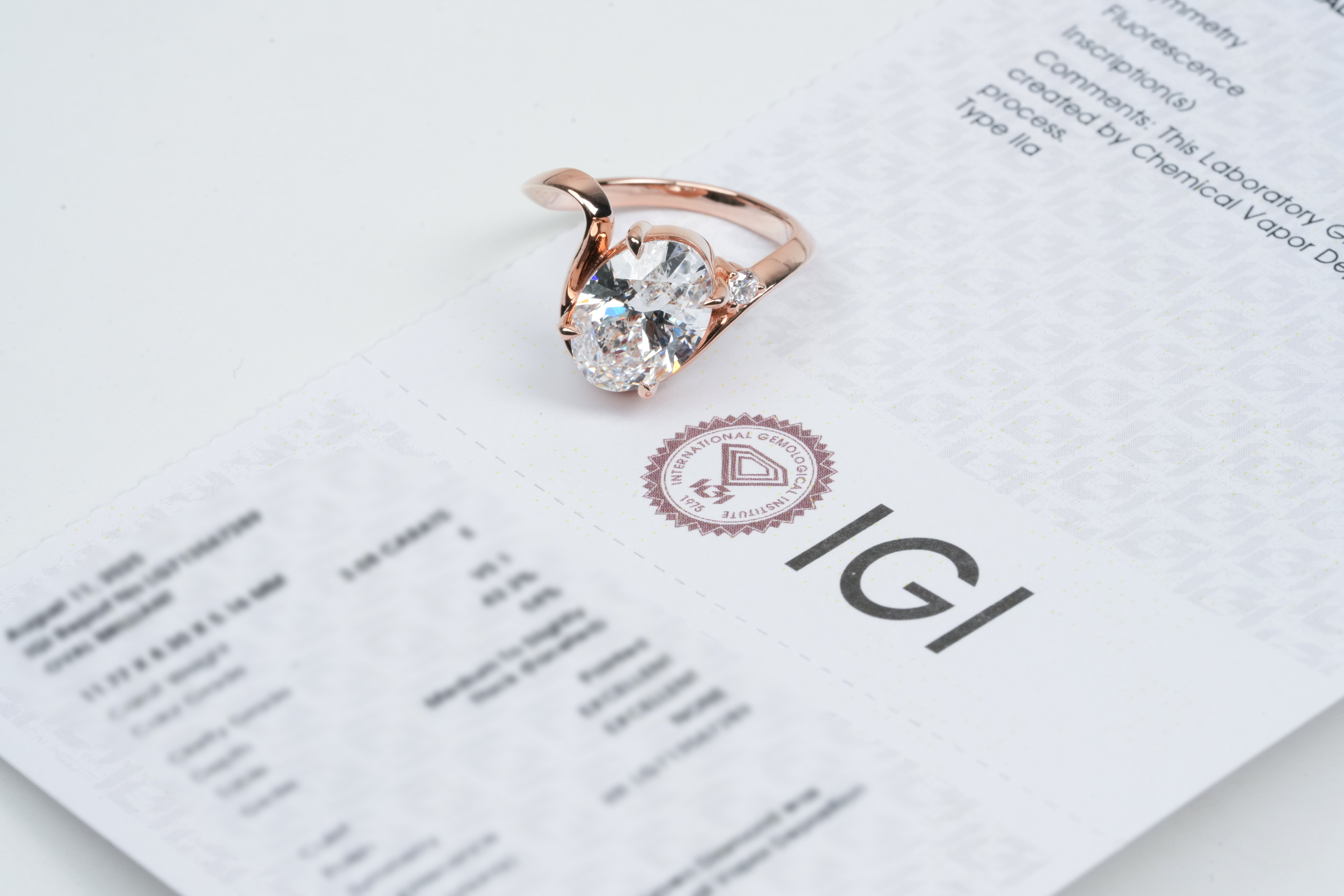 CASSIA ROSEGOLD RING 3CT OVAL CUT LAB DIAMOND