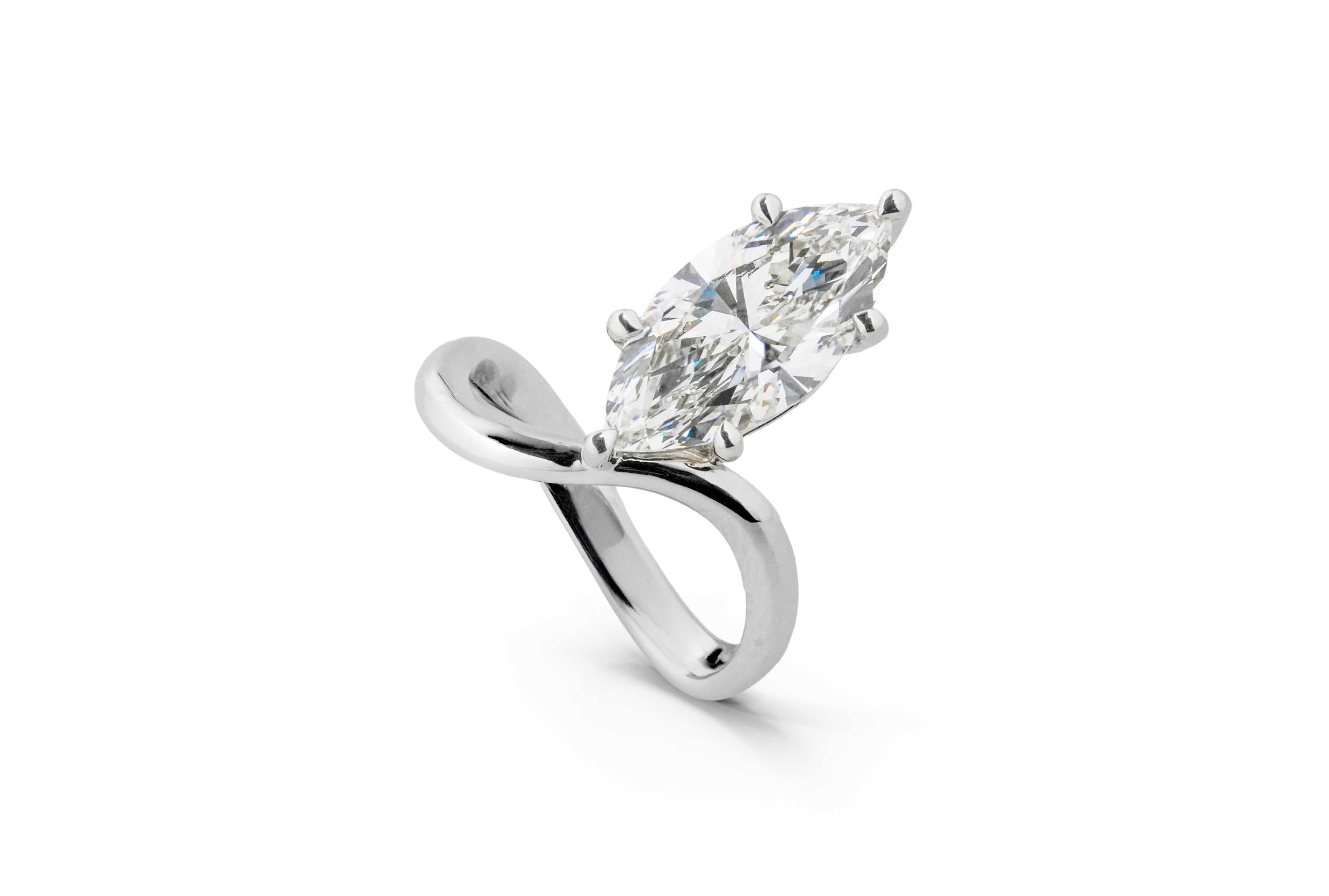 VICTORIA WHITEGOLD RING 3CT MARQUISE CUT LAB DIAMOND