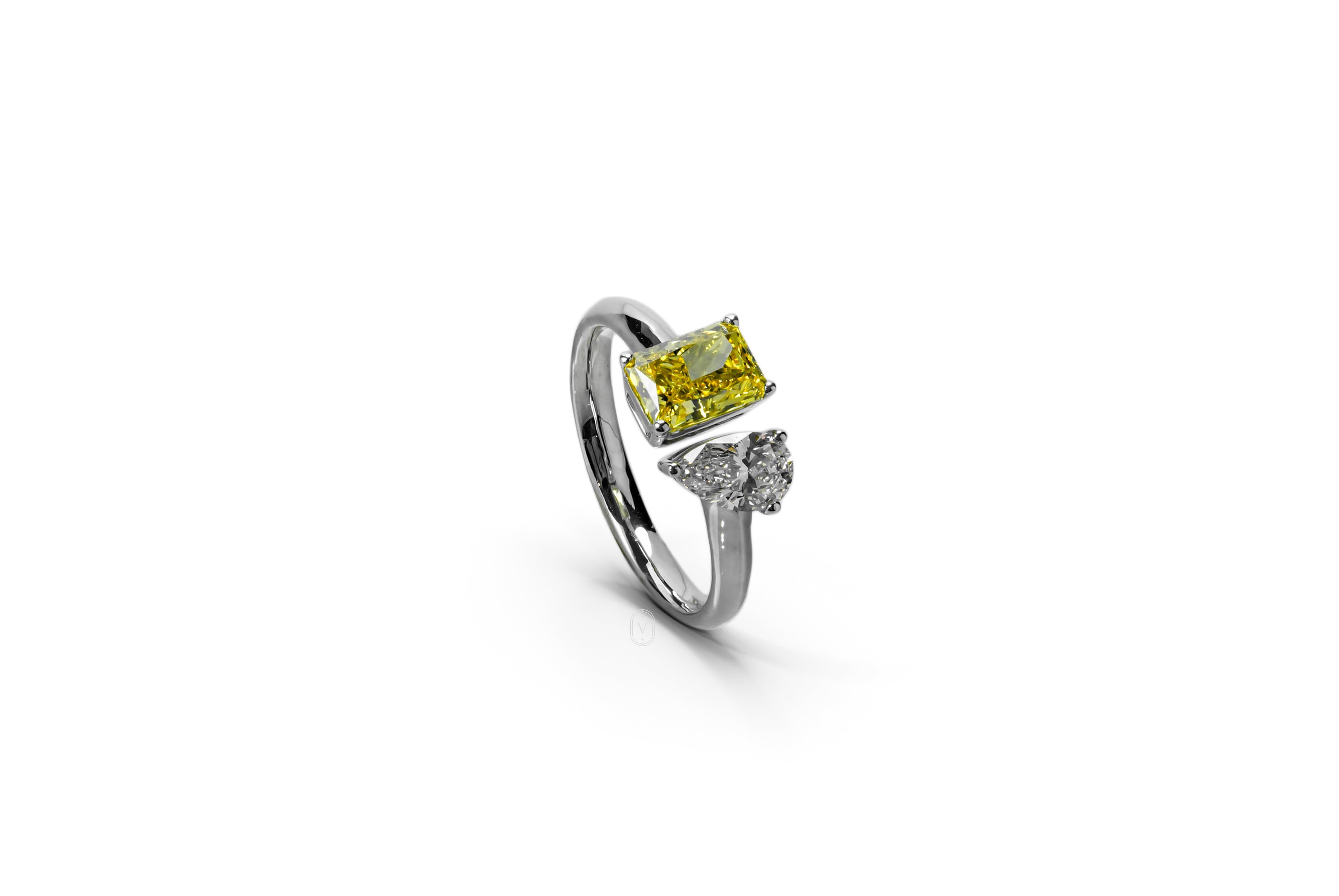 Lab Grown Diamond Ring Radiant Pear Yellow