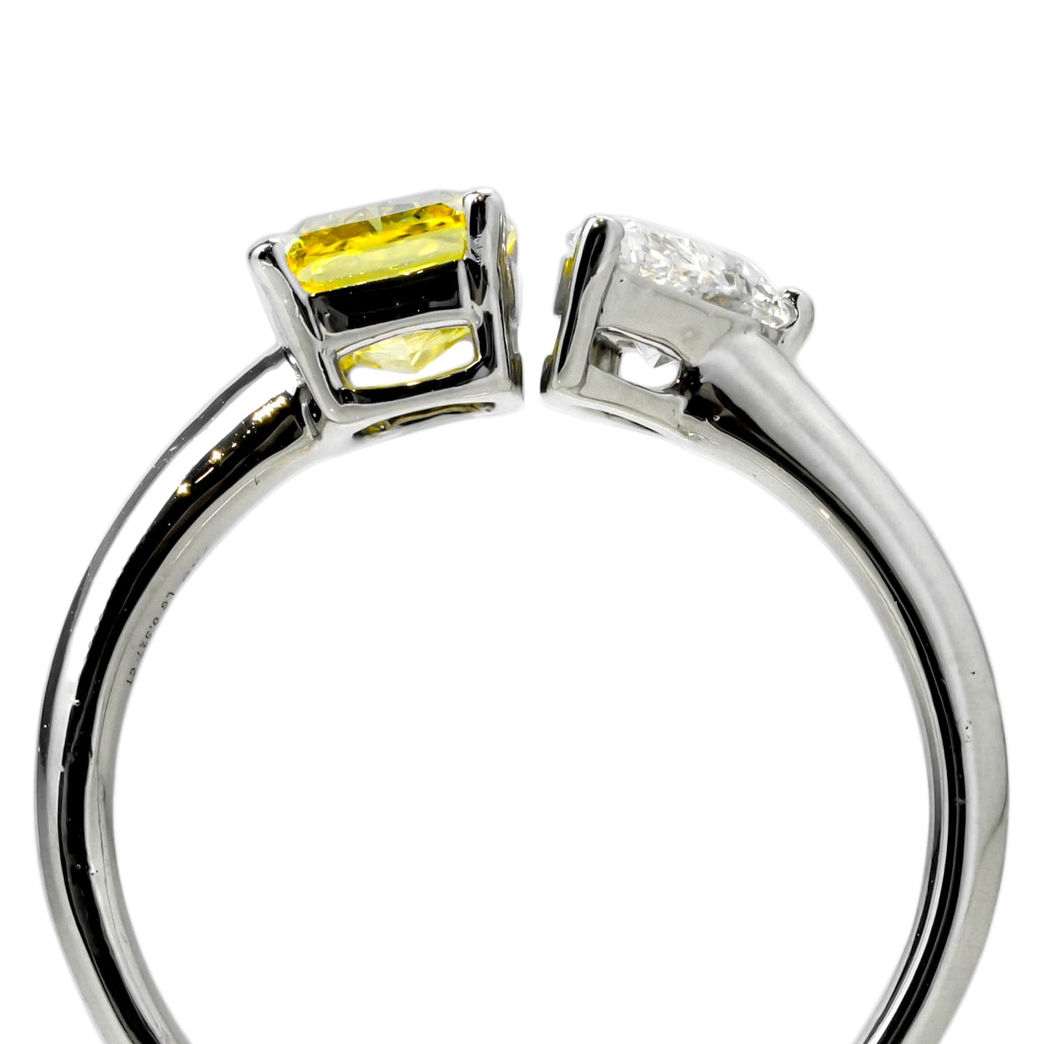 Lab Grown Diamond Ring Radiant Pear Yellow