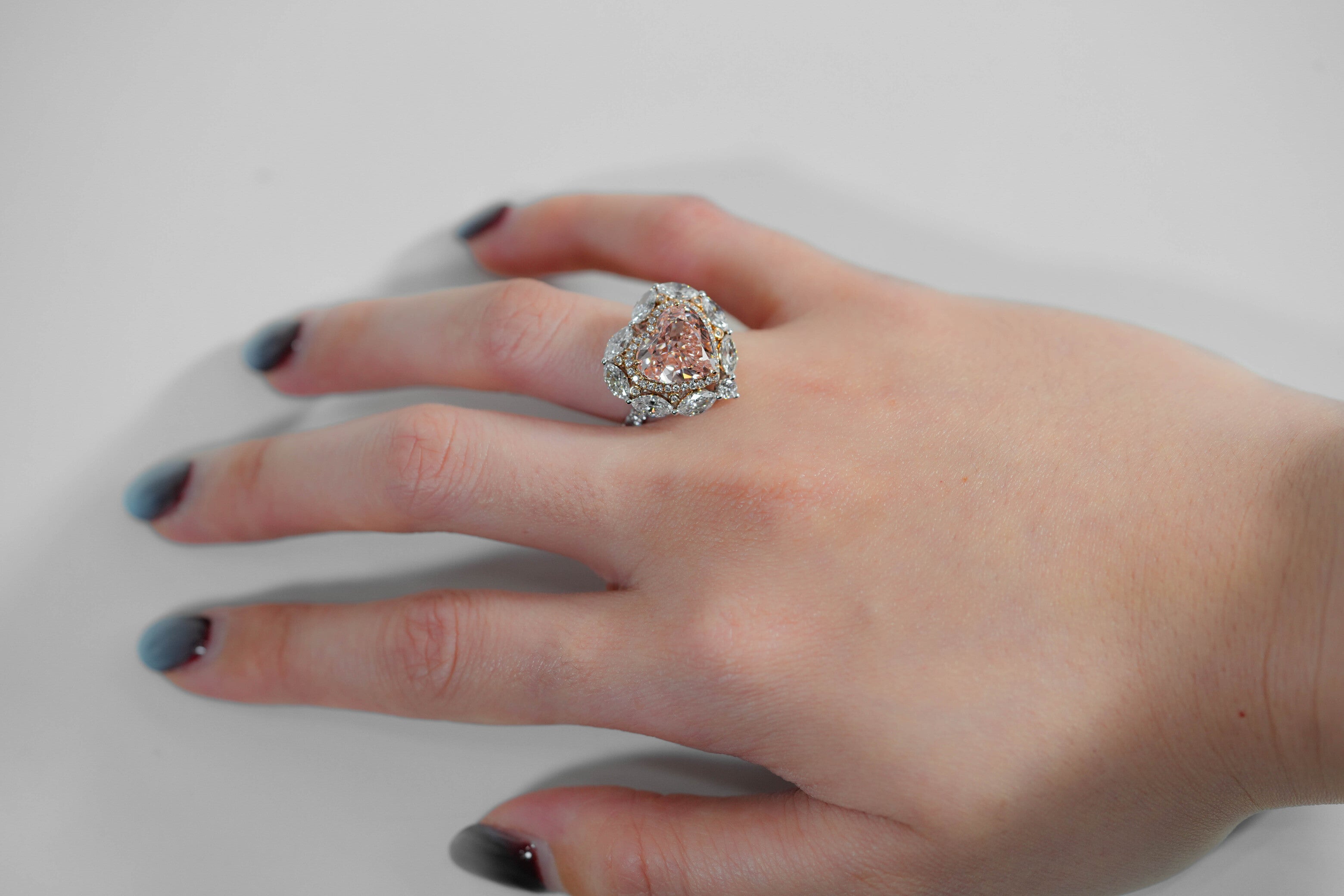 SERENA TWOTONE ROSEGOLD RING 5CT HEART CUT LAB DIAMOND