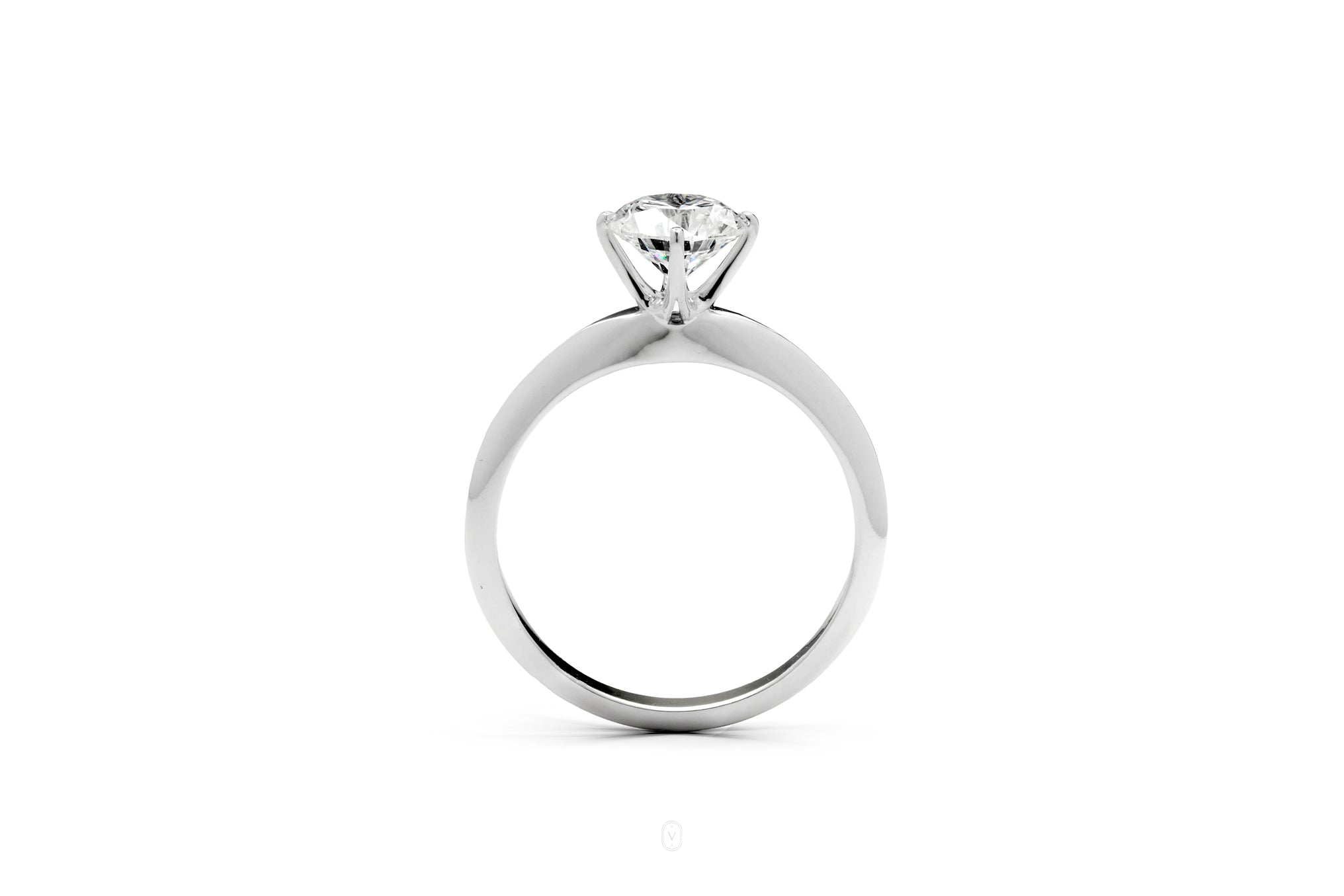 TIFFANY-STYLE WHITEGOLD RING 1CT ROUND CUT LAB DIAMOND