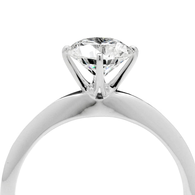 TIFFANY-STYLE WHITEGOLD RING 1CT ROUND CUT LAB DIAMOND