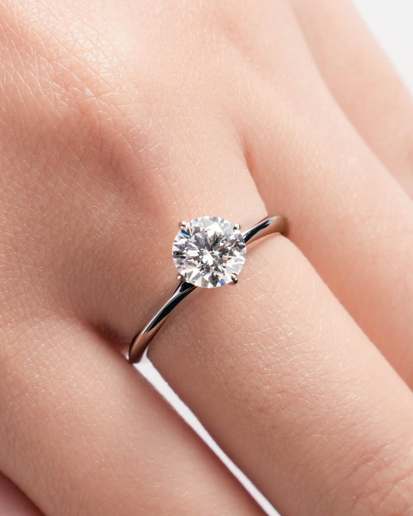 TIFFANY-STYLE WHITEGOLD RING 1CT ROUND CUT LAB DIAMOND