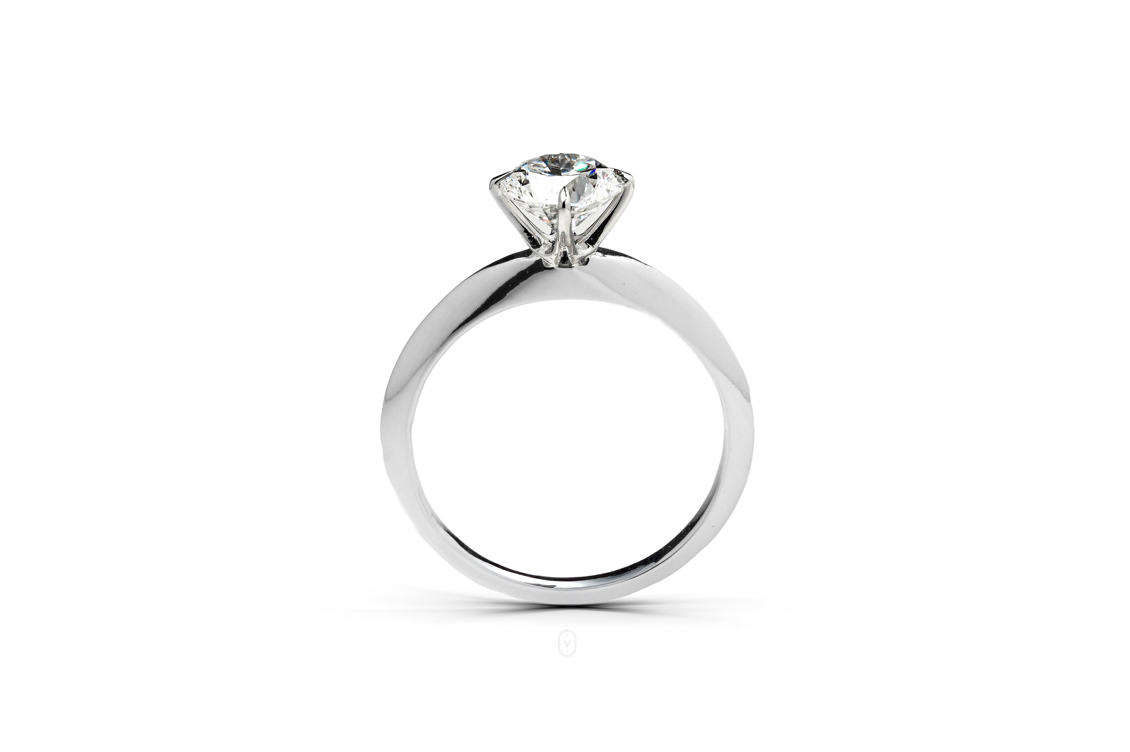 TIFFANY-STYLE WHITEGOLD RING 1CT ROUND CUT LAB DIAMOND