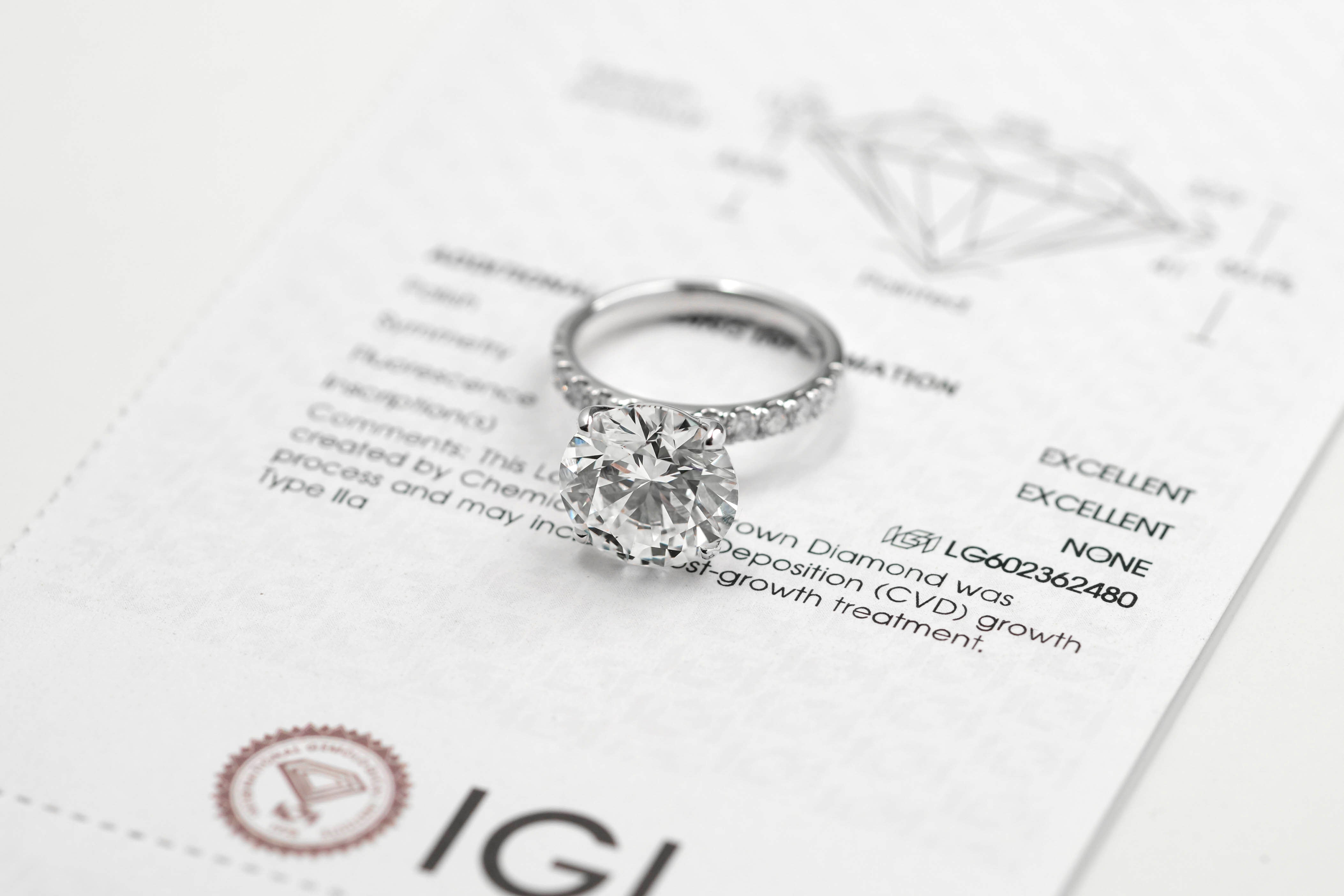 IRIS WHITEGOLD RING 6CT ROUND CUT LAB DIAMOND