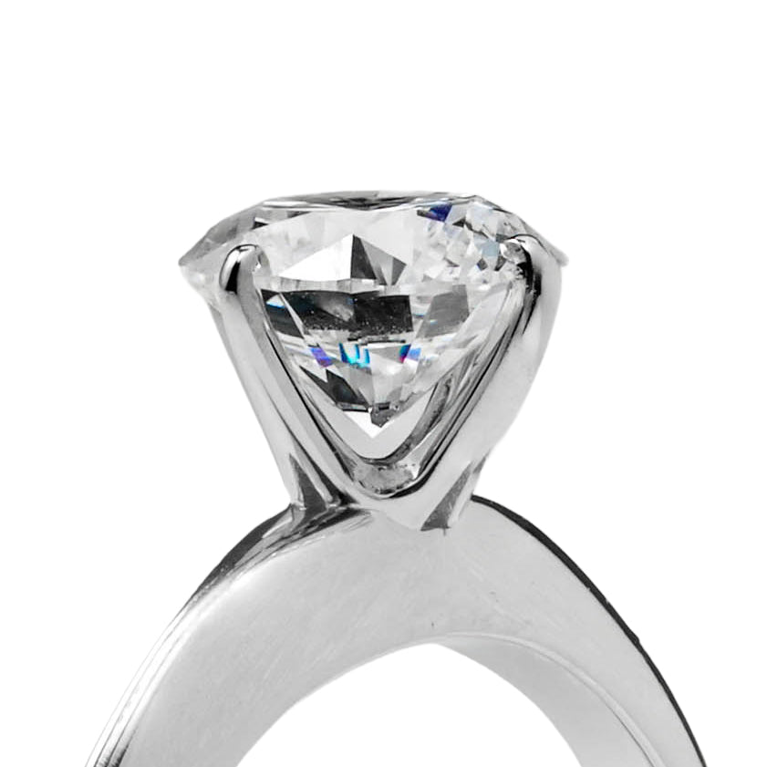 TIFFANY-STYLE WHITEGOLD RING 1CT ROUND CUT LAB DIAMOND