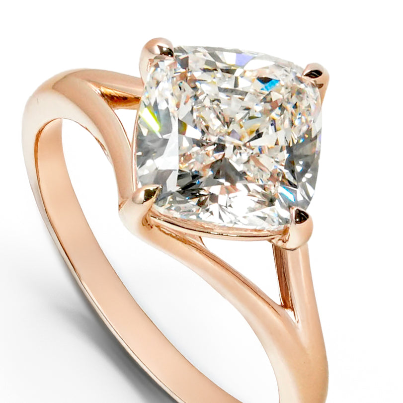 ELEONORE ROSEGOLD RING 3CT SQUARE CUSHION CUT LAB DIAMOND