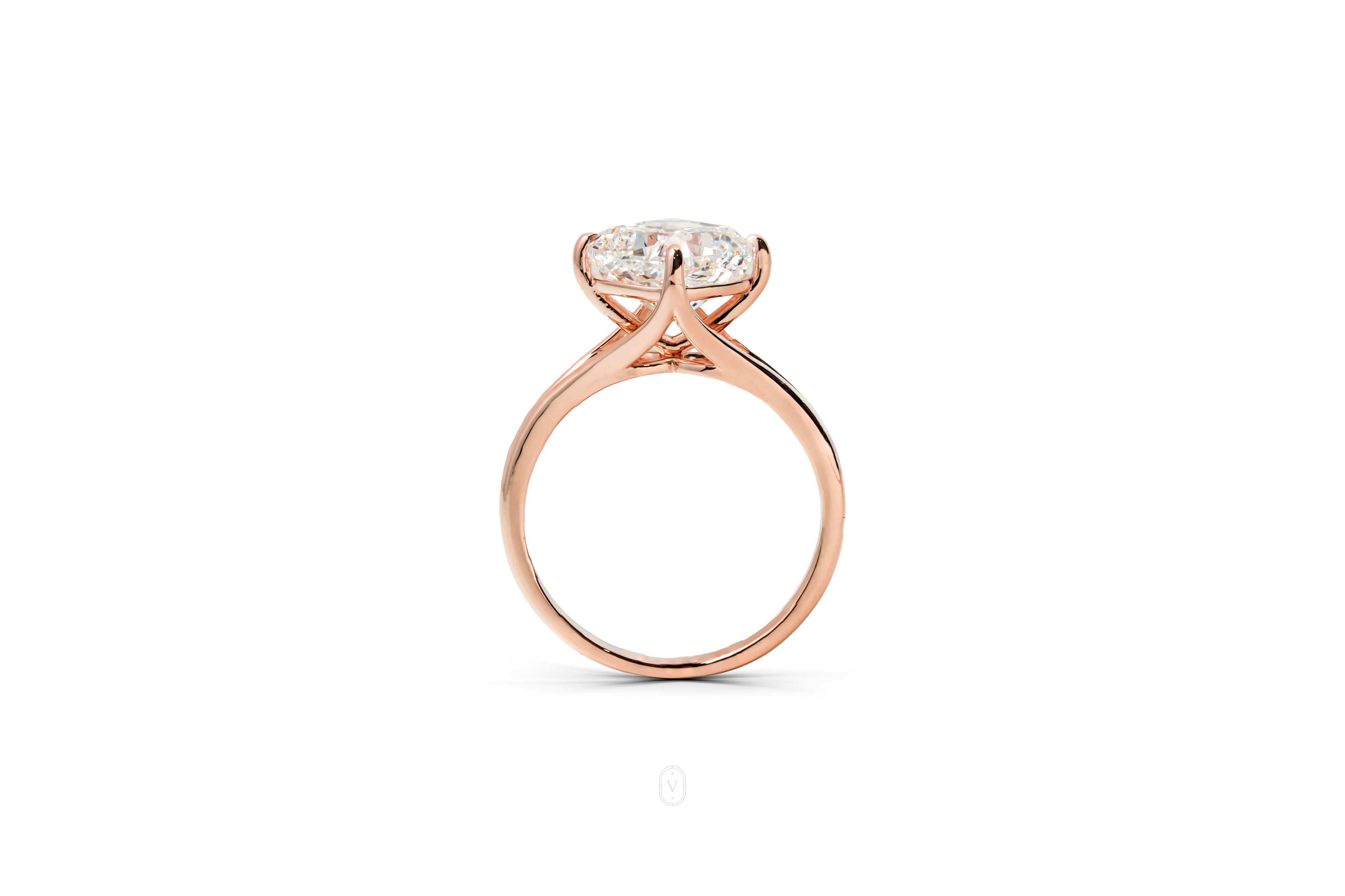 ELEONORE ROSEGOLD RING 3CT SQUARE CUSHION CUT LAB DIAMOND