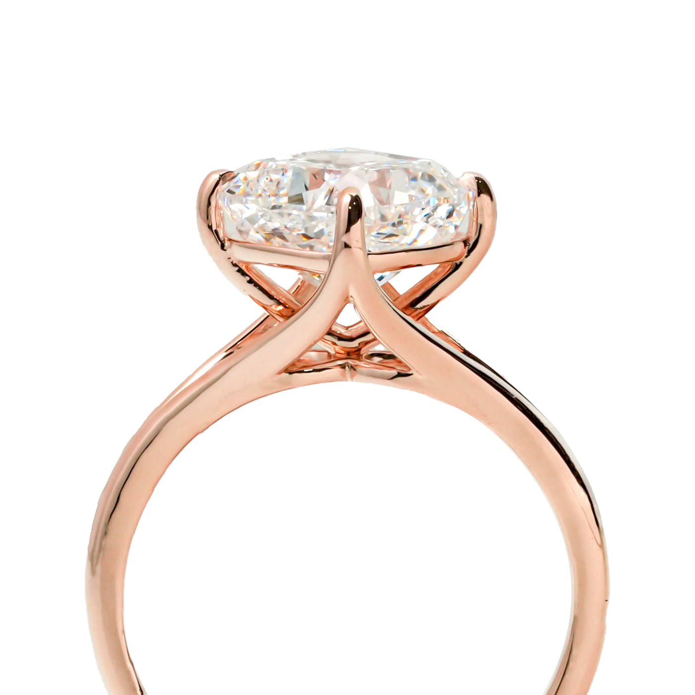 ELEONORE ROSEGOLD RING 3CT SQUARE CUSHION CUT LAB DIAMOND