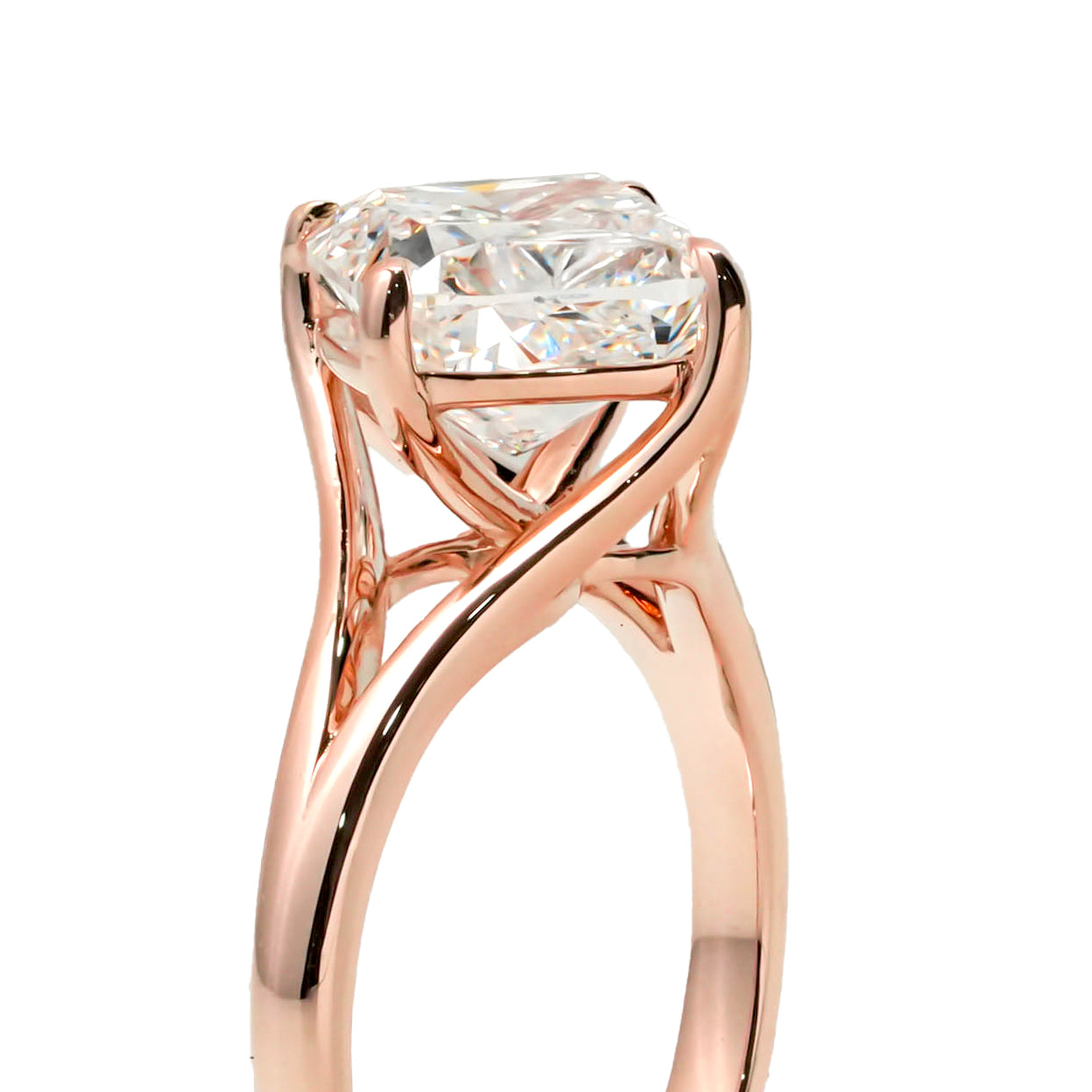 ELEONORE ROSEGOLD RING 3CT SQUARE CUSHION CUT LAB DIAMOND