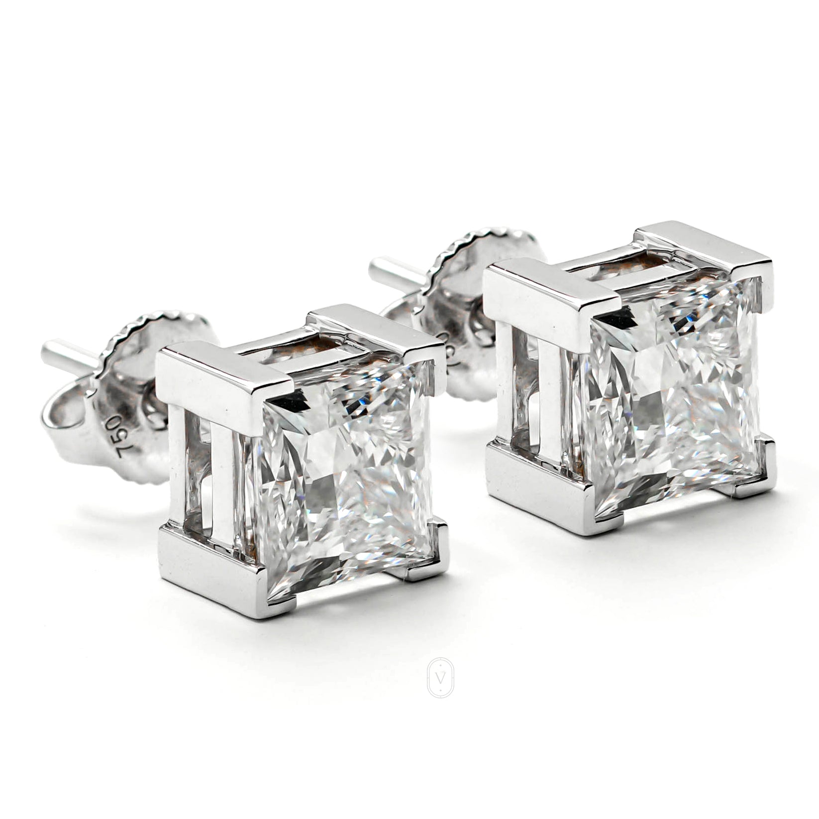 SIENNA WHITEGOLD STUD EARRINGS 1CT EACH PRINCESS CUT LAB DIAMOND