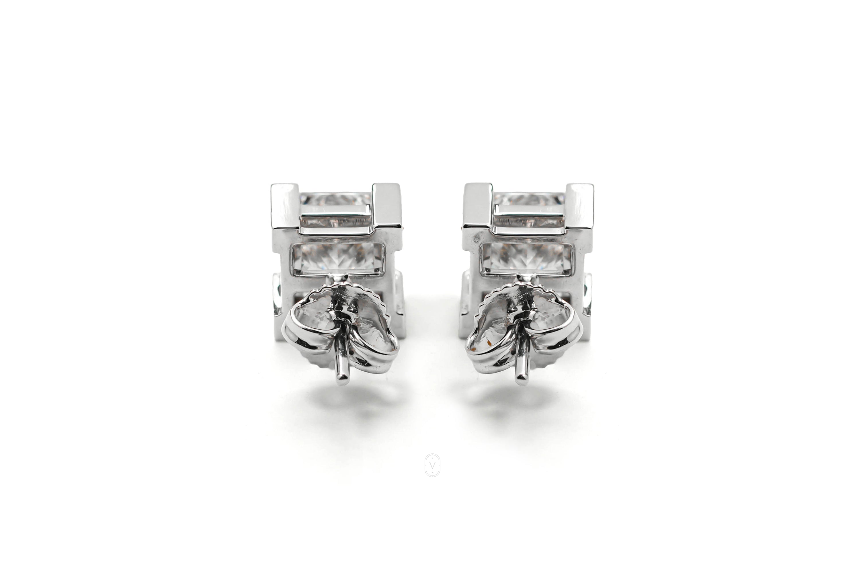 SIENNA WHITEGOLD STUD EARRINGS 1CT EACH PRINCESS CUT LAB DIAMOND