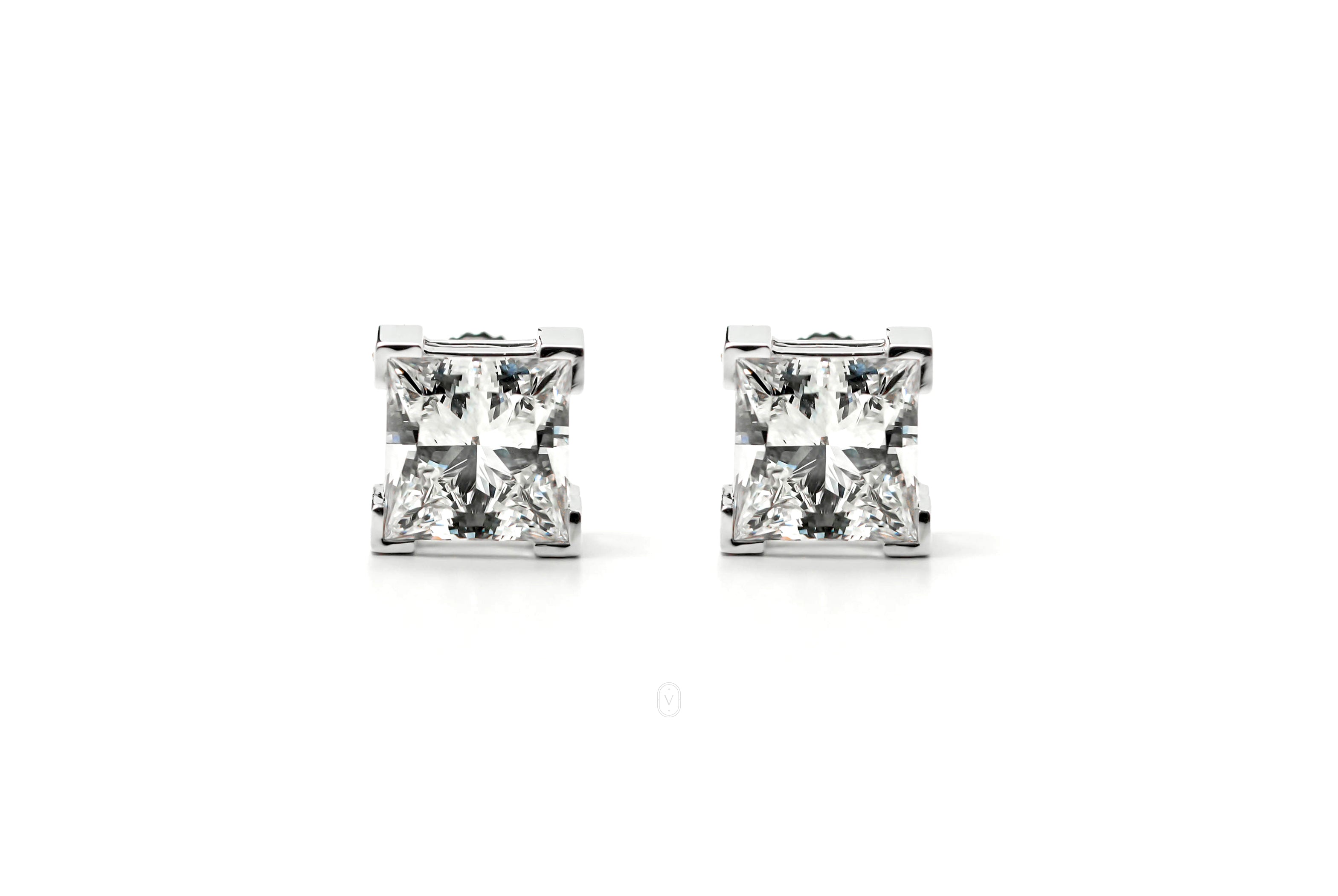 SIENNA WHITEGOLD STUD EARRINGS 1CT EACH PRINCESS CUT LAB DIAMOND