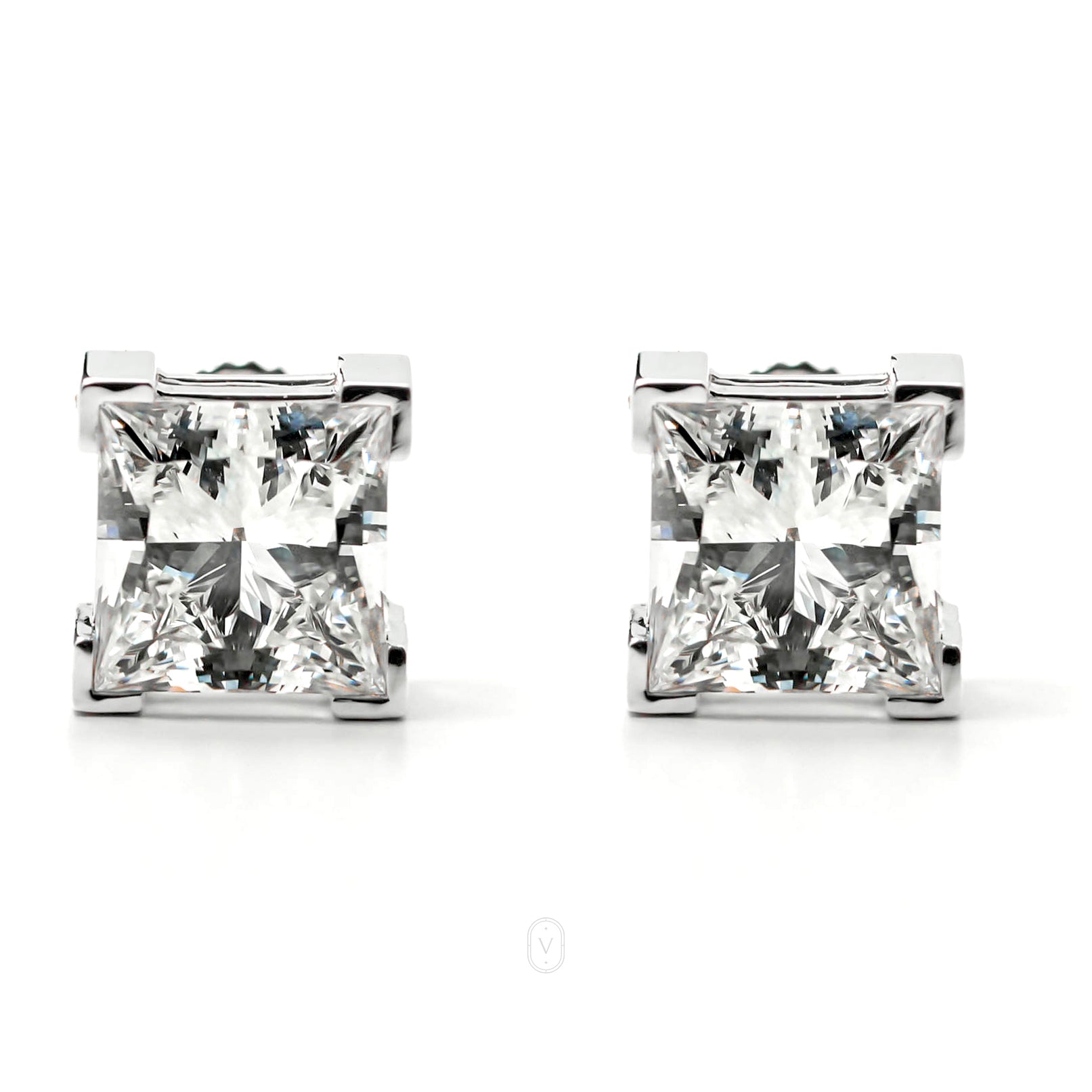 SIENNA WHITEGOLD STUD EARRINGS 1CT EACH PRINCESS CUT LAB DIAMOND