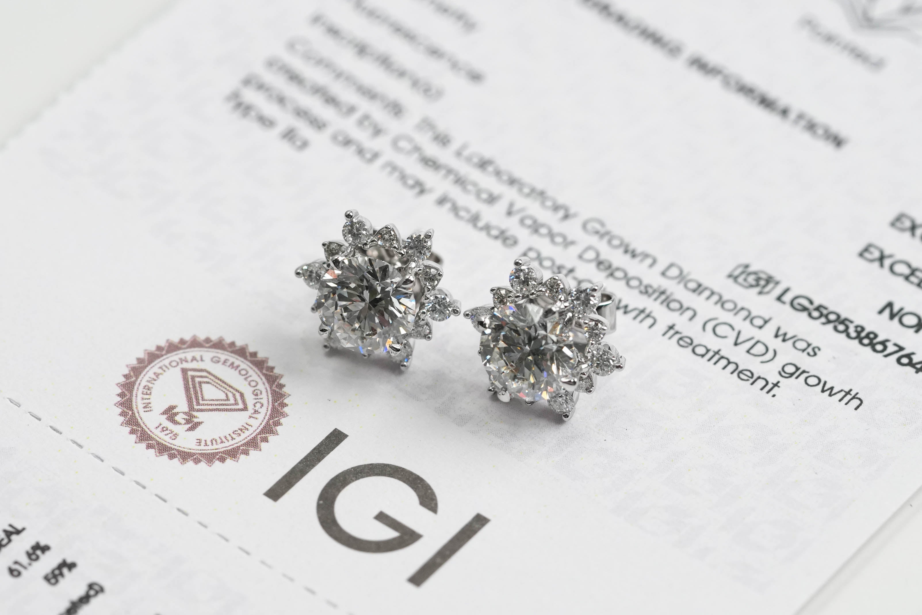 FLORA WHITEGOLD STUD EARRINGS 1.5CT EACH ROUND CUT LAB DIAMOND