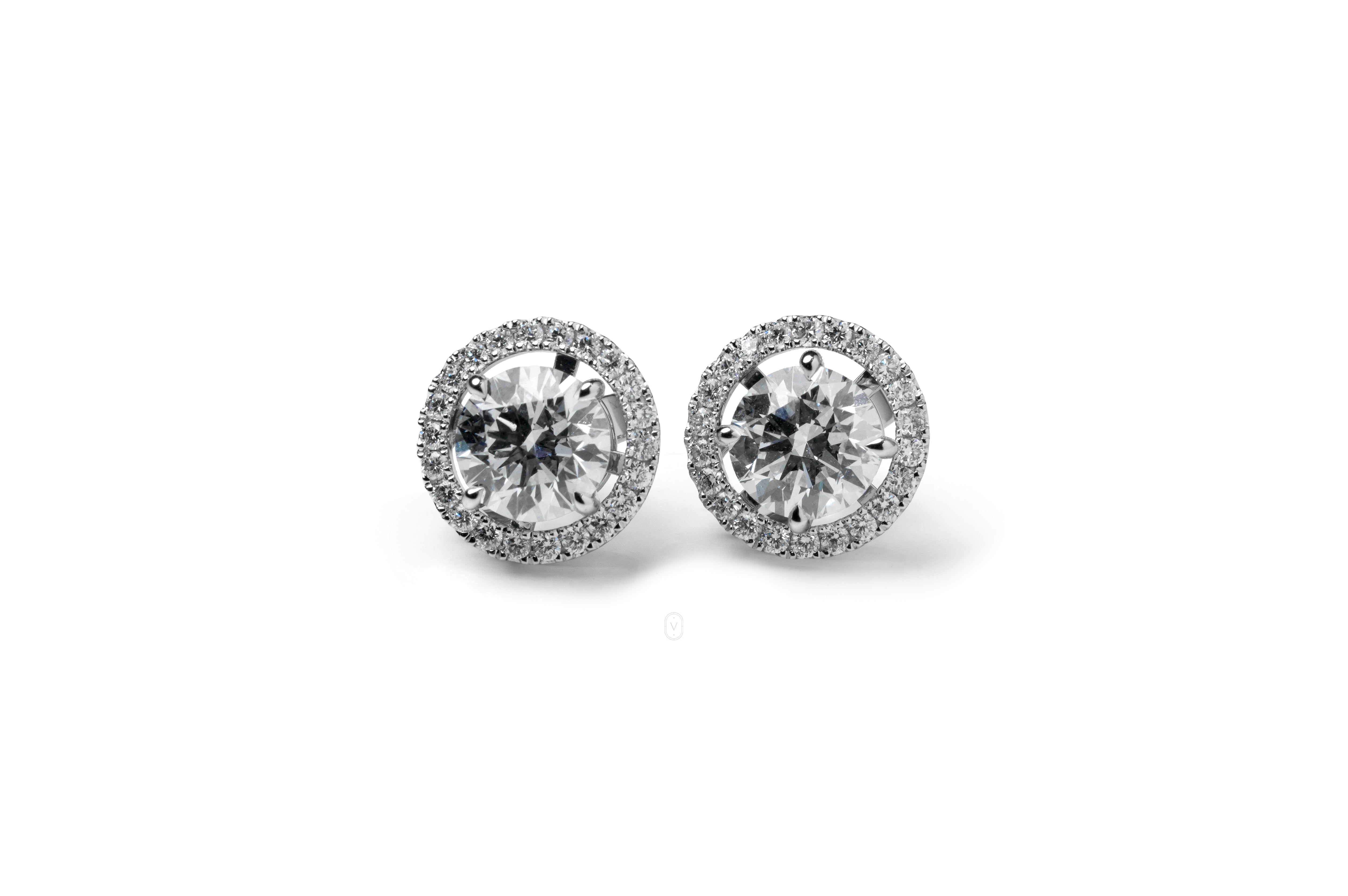 AYLA WHITEGOLD STUD EARRINGS 1CT EACH ROUND CUT LAB DIAMOND