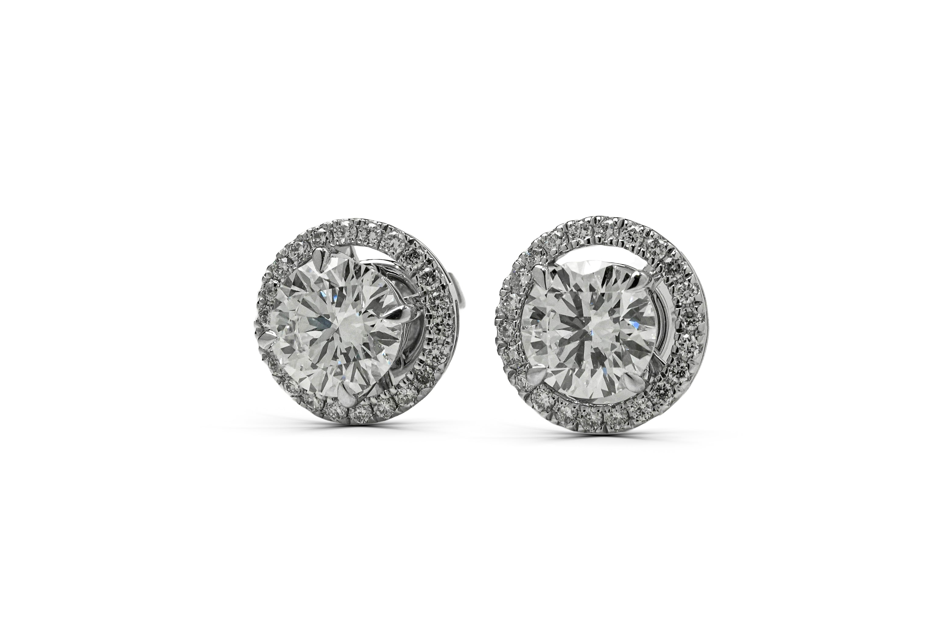 AYLA WHITEGOLD STUD EARRINGS 1CT EACH ROUND CUT LAB DIAMOND