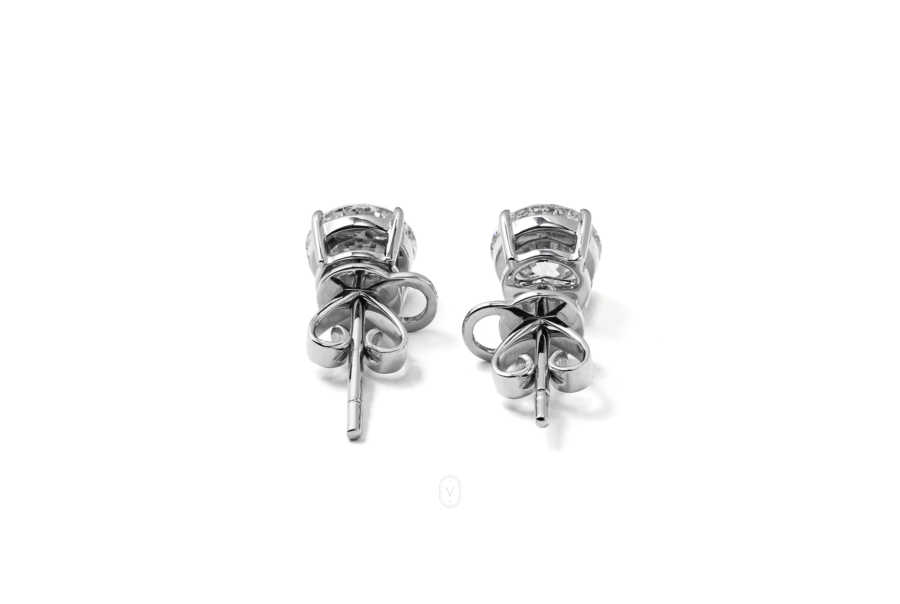 SIERRA WHITEGOLD STUD EARRINGS 1CT EACH ROUND CUT LAB DIAMOND