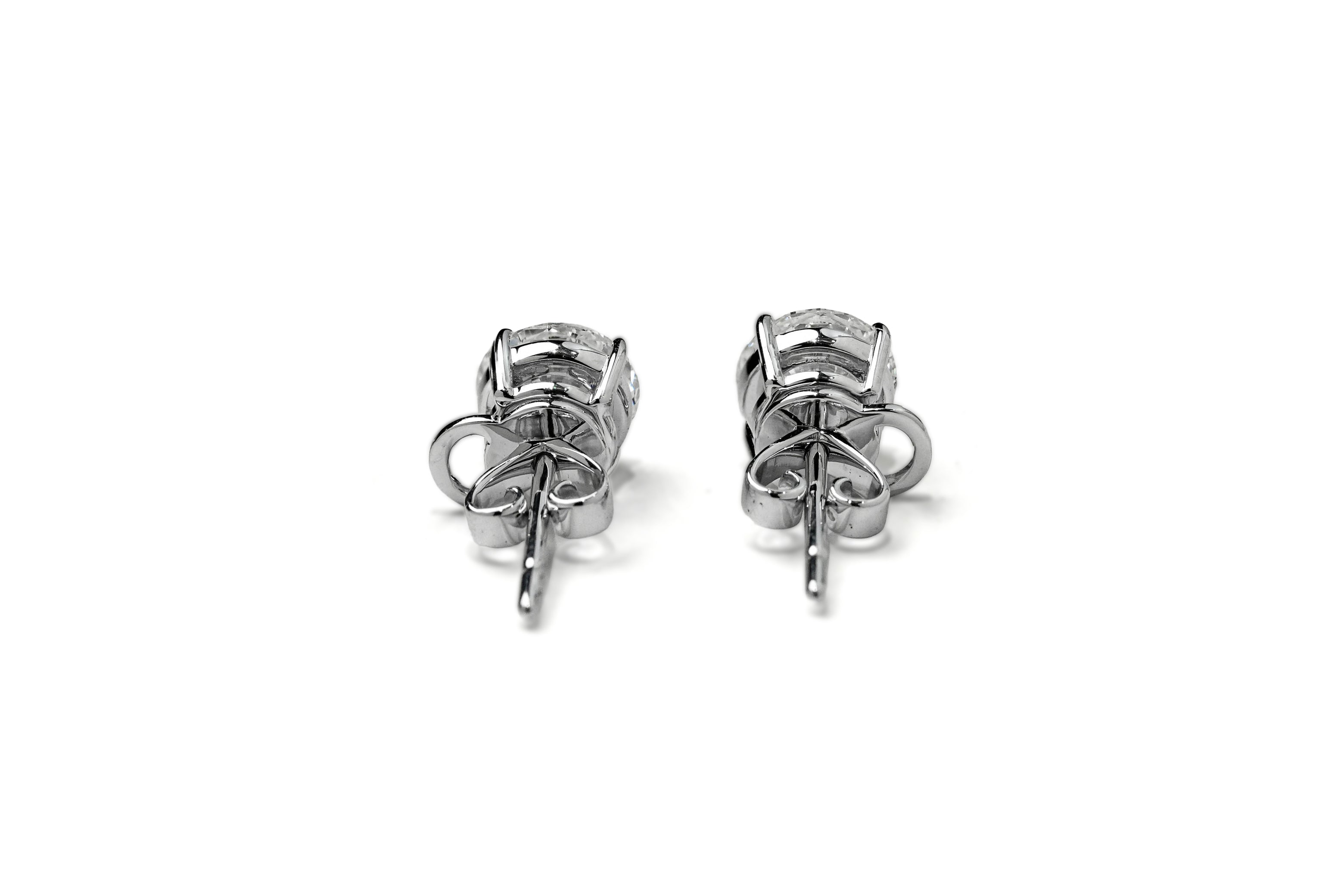 SIERRA WHITEGOLD STUD EARRINGS 1CT EACH ROUND CUT LAB DIAMOND