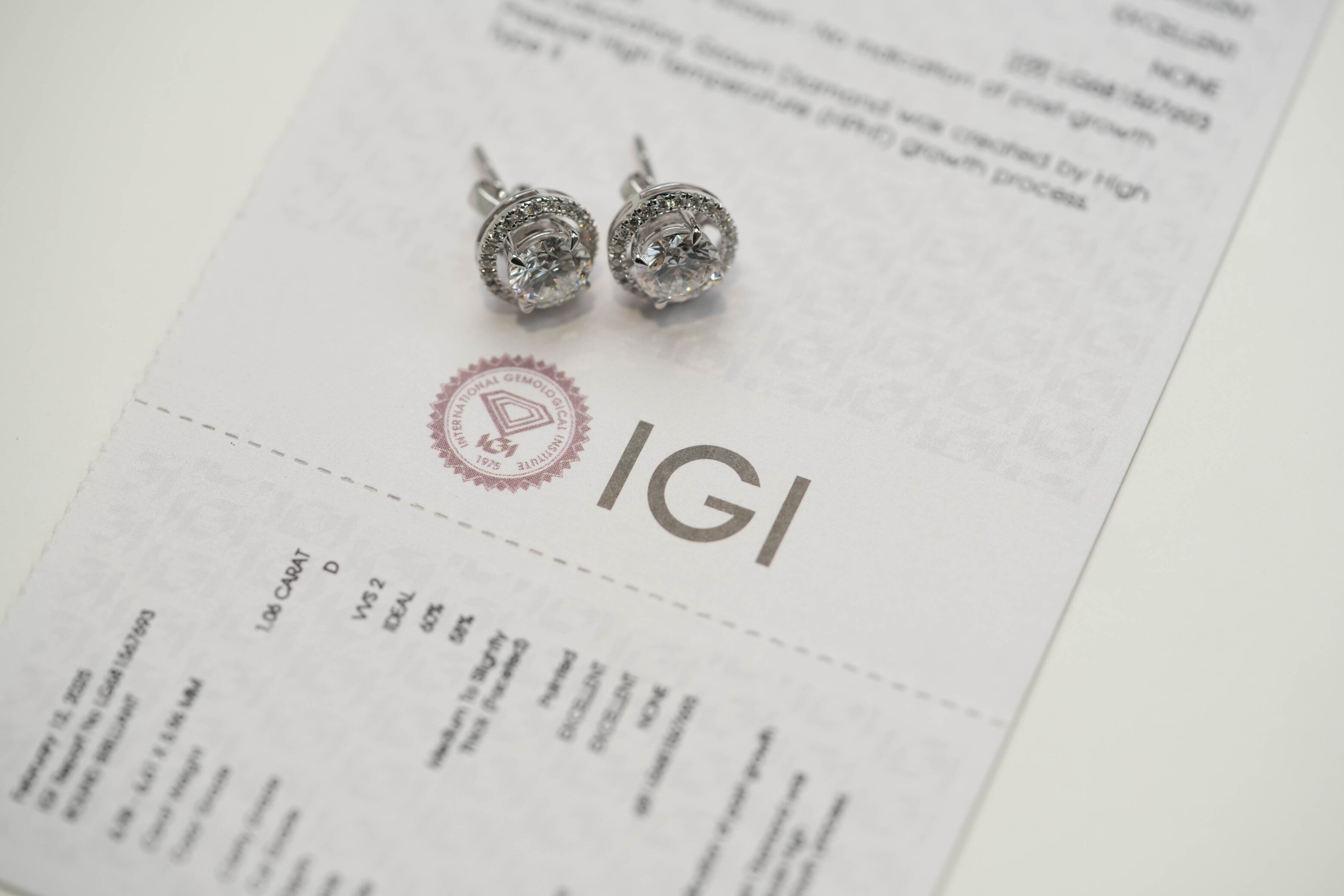 AYLA WHITEGOLD STUD EARRINGS 1CT EACH ROUND CUT LAB DIAMOND