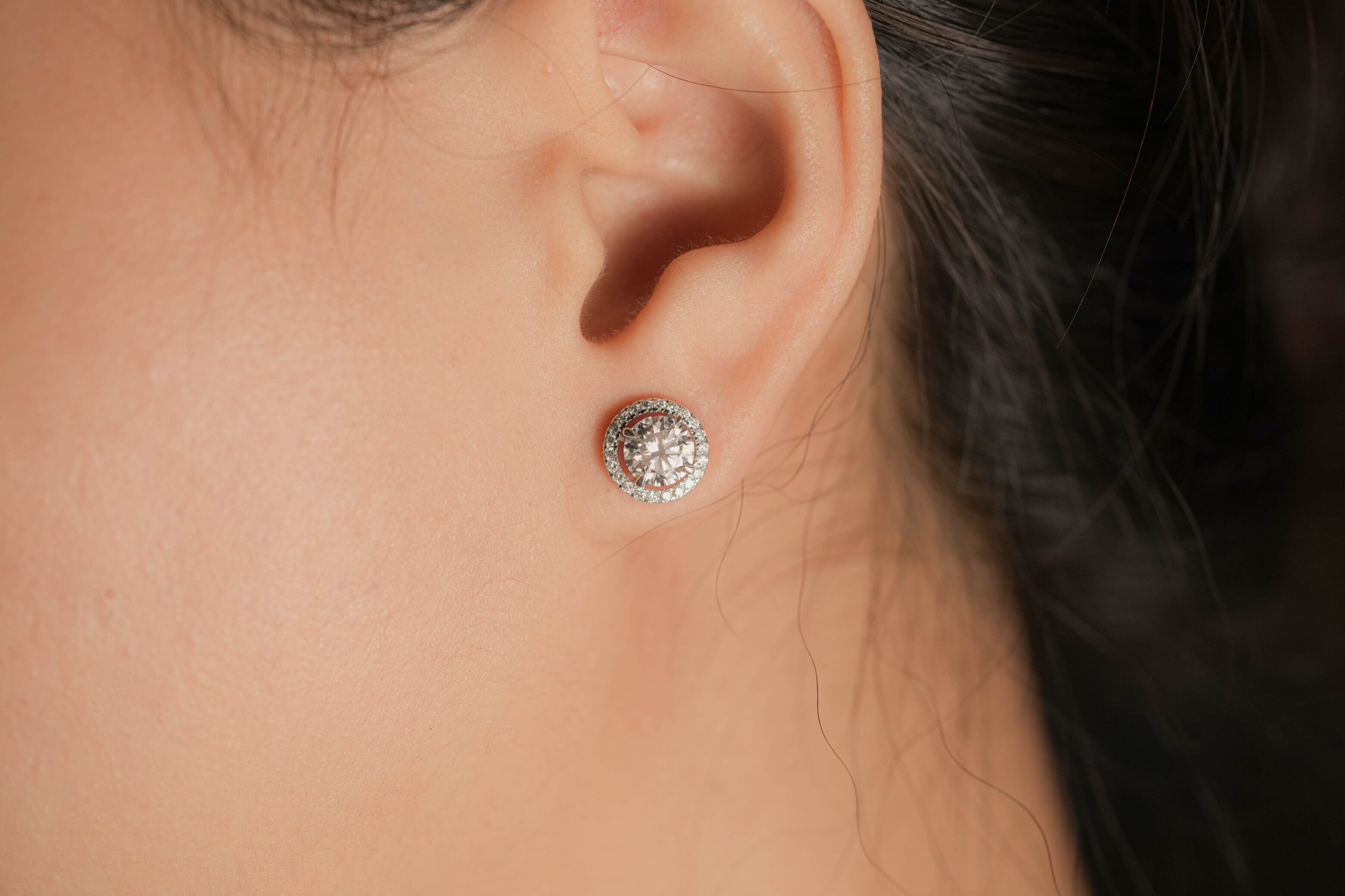 AYLA WHITEGOLD STUD EARRINGS 1CT EACH ROUND CUT LAB DIAMOND