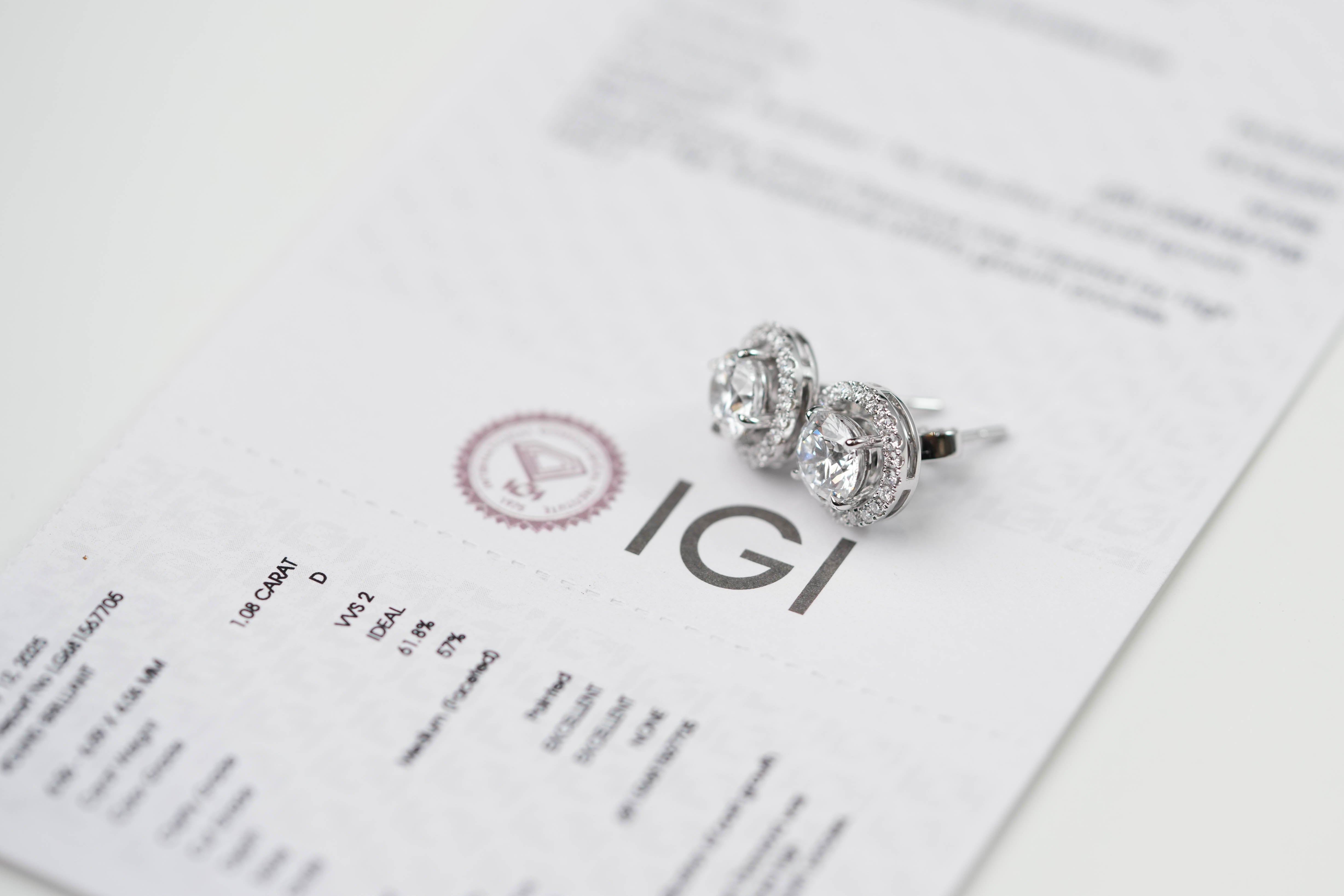 AYLA WHITEGOLD STUD EARRINGS 1CT EACH ROUND CUT LAB DIAMOND