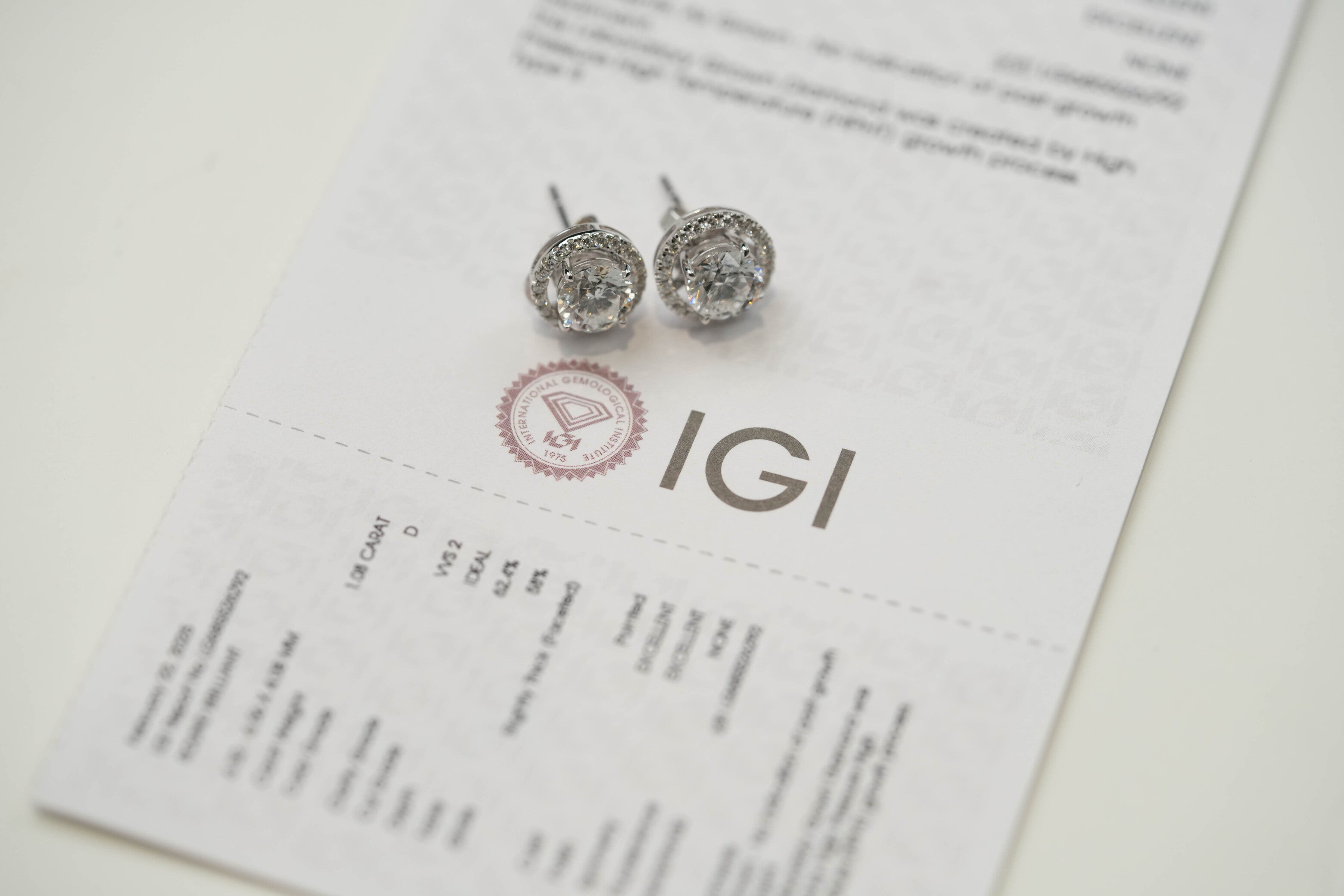 AYLA WHITEGOLD STUD EARRINGS 1CT EACH ROUND CUT LAB DIAMOND