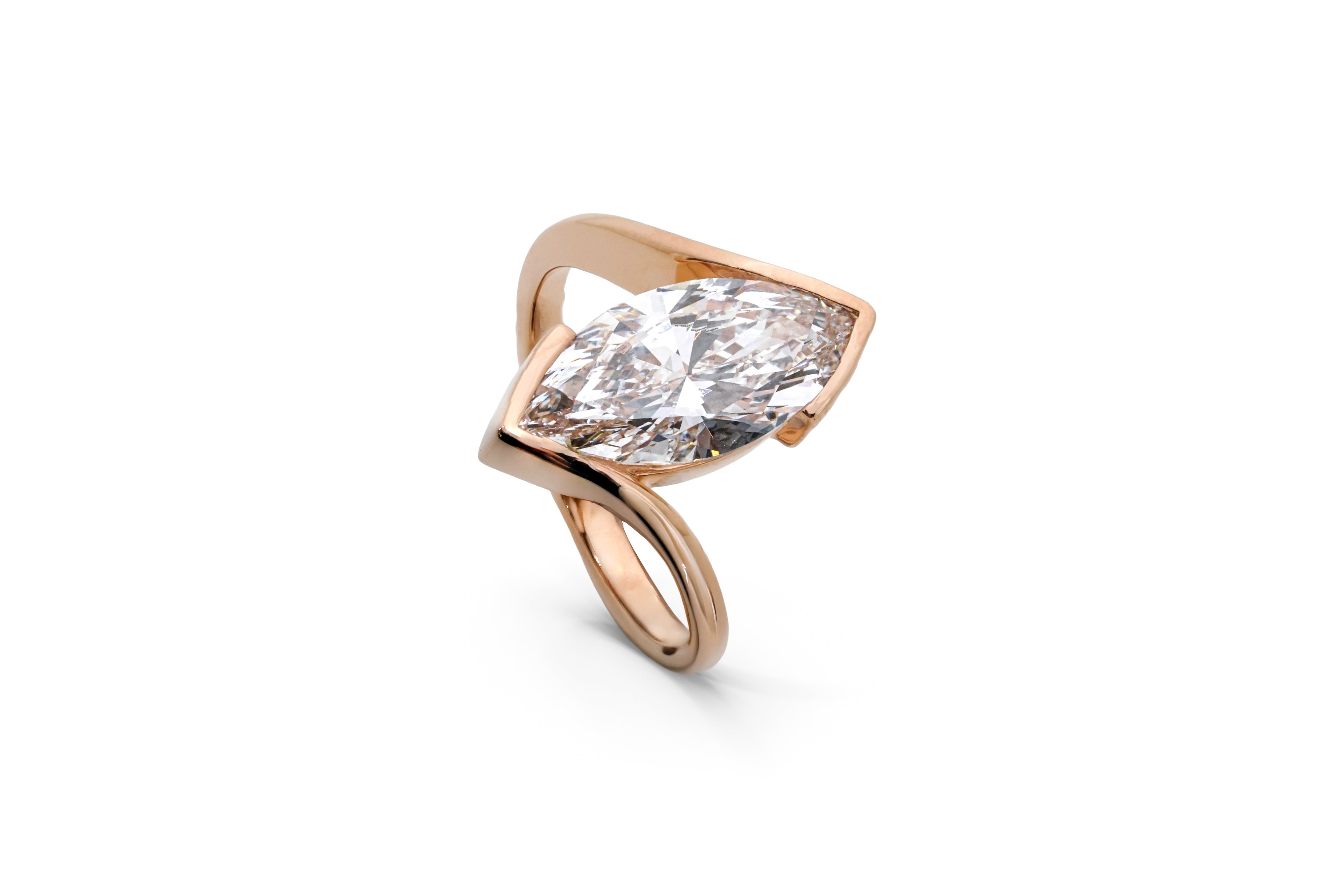 EDELWEISS ROSEGOLD RING 3CT MARQUISE CUT LAB DIAMOND