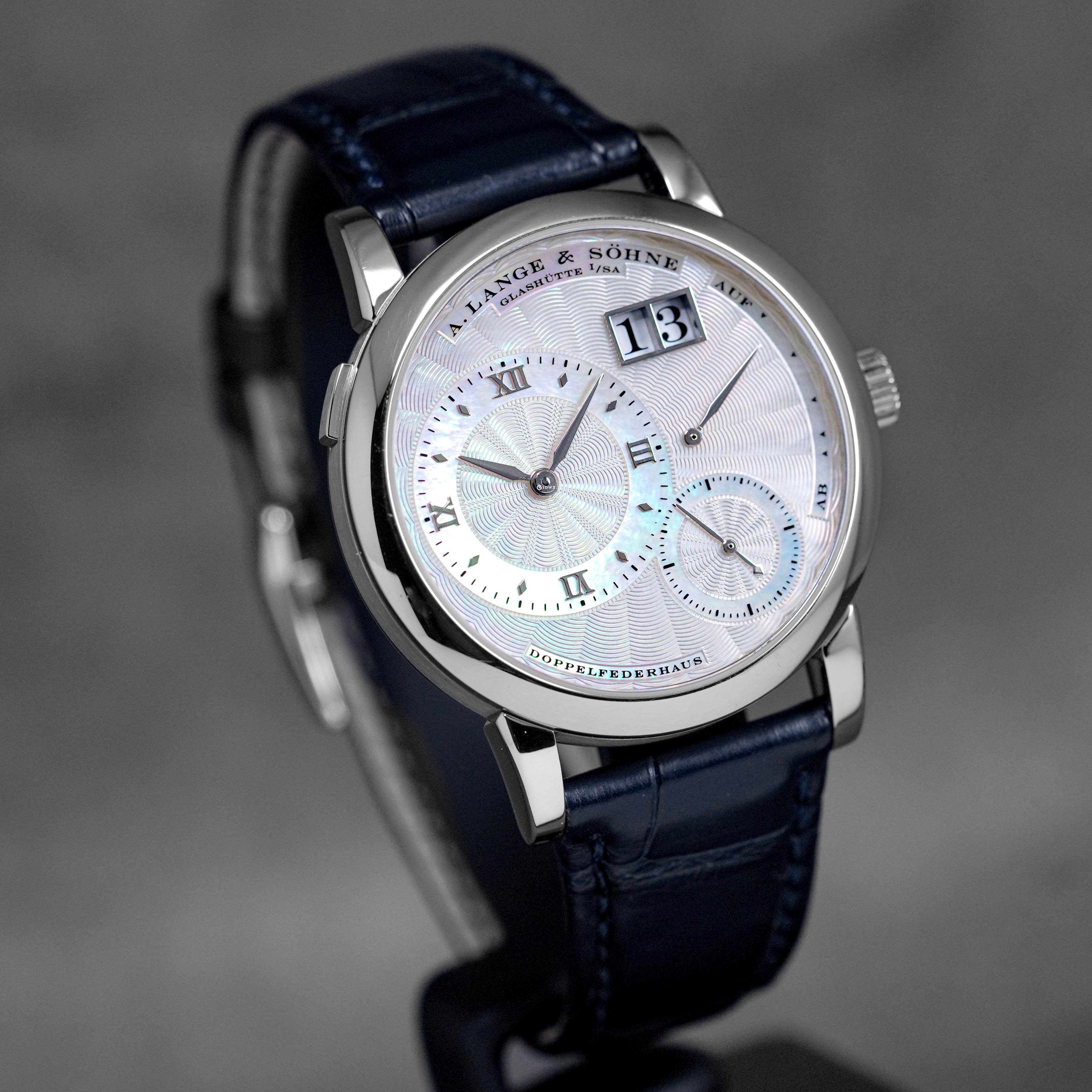 A. LANGE & SÖHNE LANGE 1 PLATINUM SILVER MOP INDEX DIAL 'SINCERE