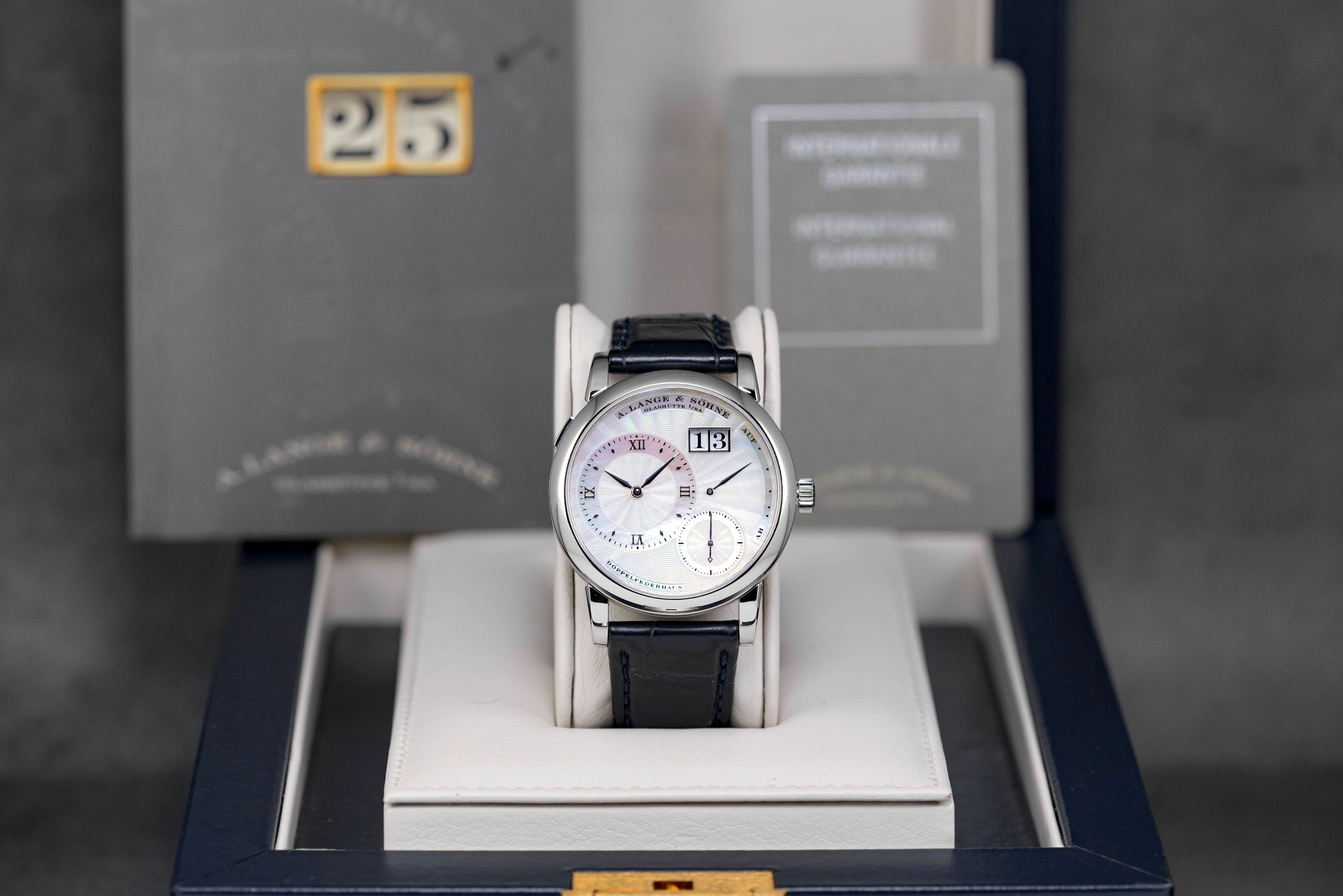 A. LANGE & SÖHNE LANGE 1 PLATINUM SILVER MOP INDEX DIAL 'SINCERE
