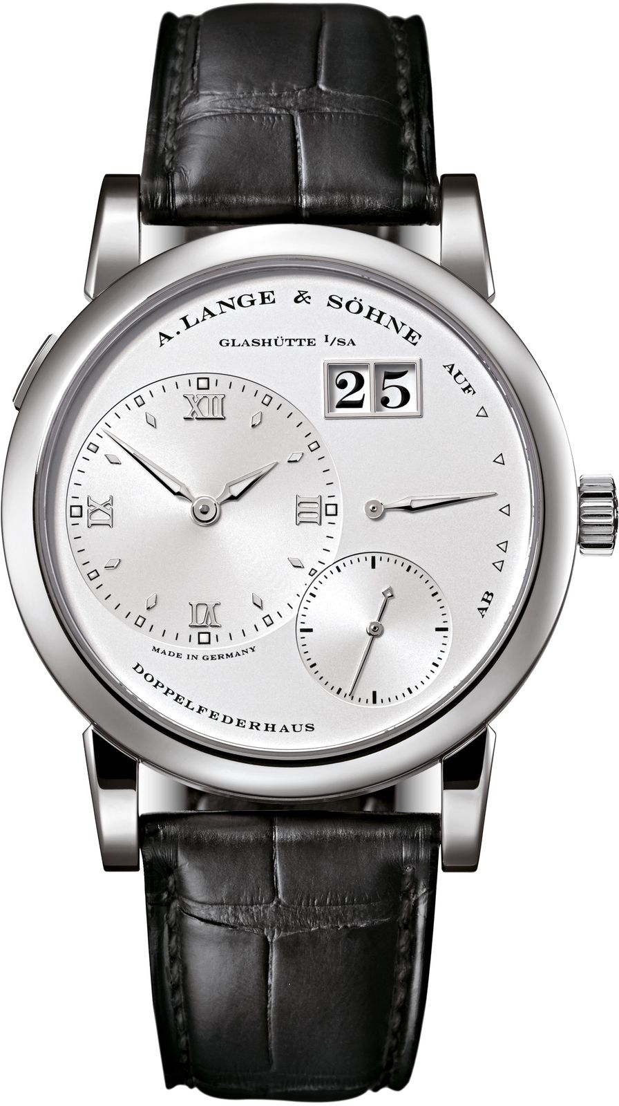 LANGE 1 WHITEGOLD SILVER DIAL ALLIGATOR LEATHER STRAP (2014)