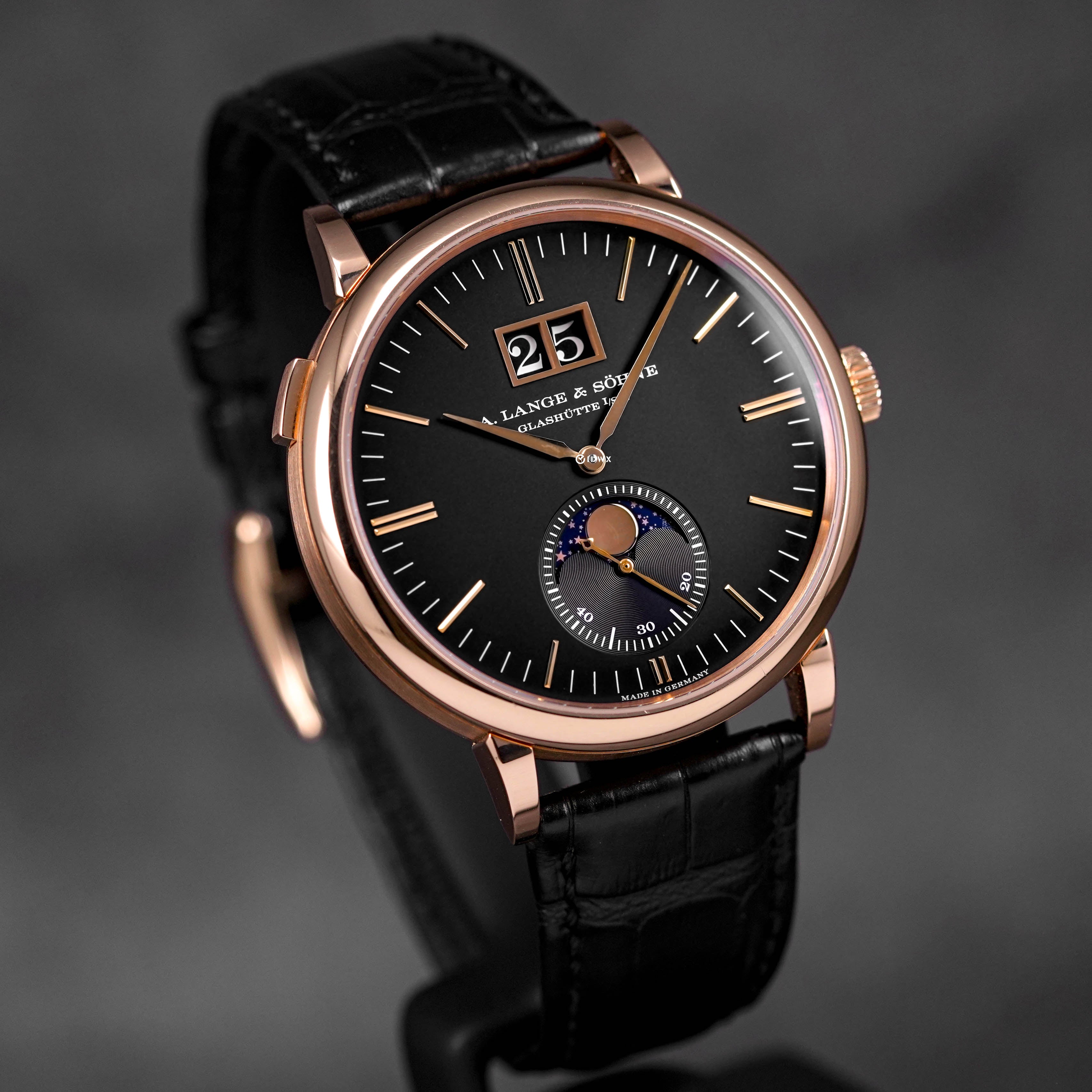 SAXONIA ROSEGOLD MOONPHASE BLACK DIAL (2018)