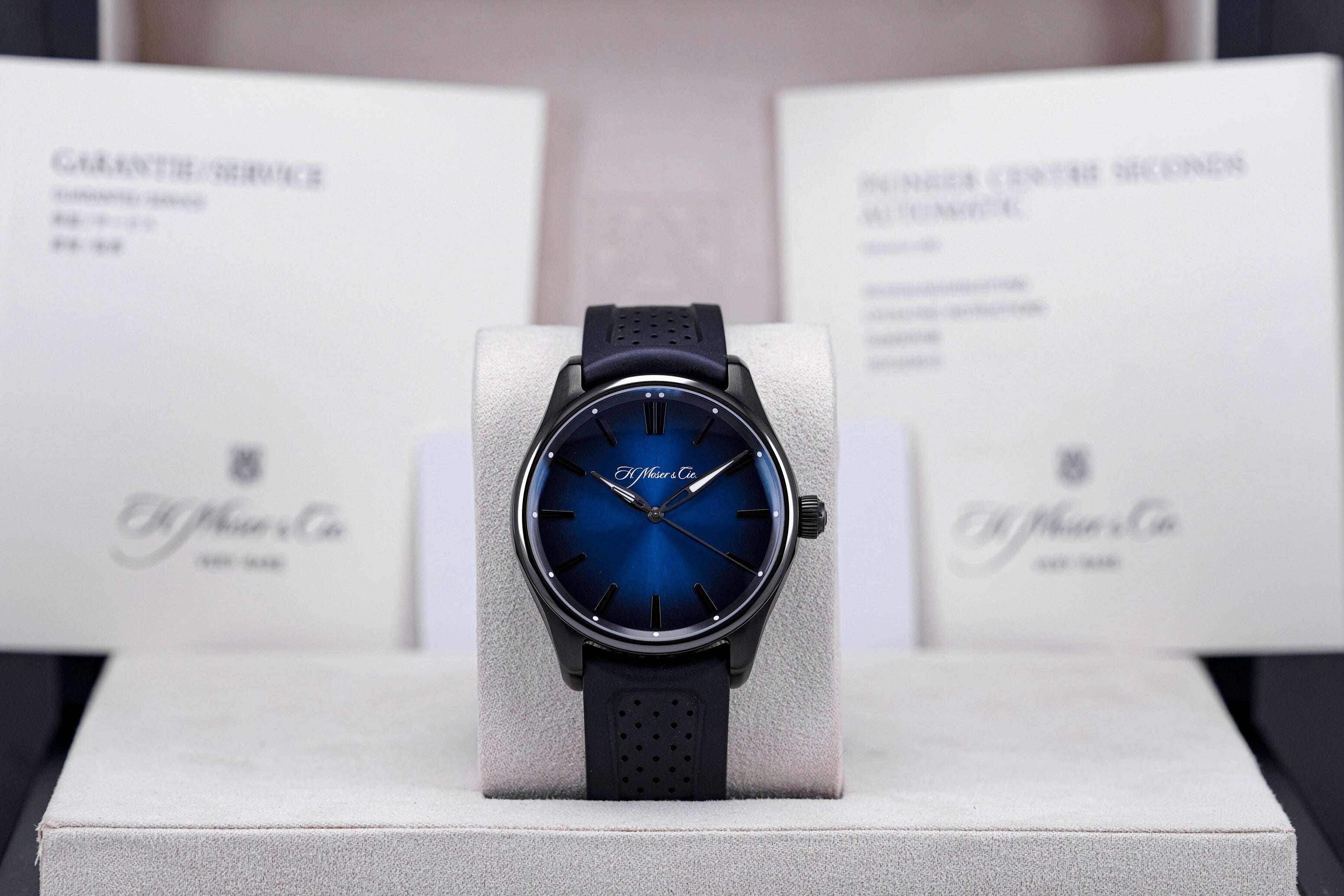PIONEER CENTRE SECONDS BLACK DLC BLUE FUNKY DIAL RUBBER STRAP (2019)