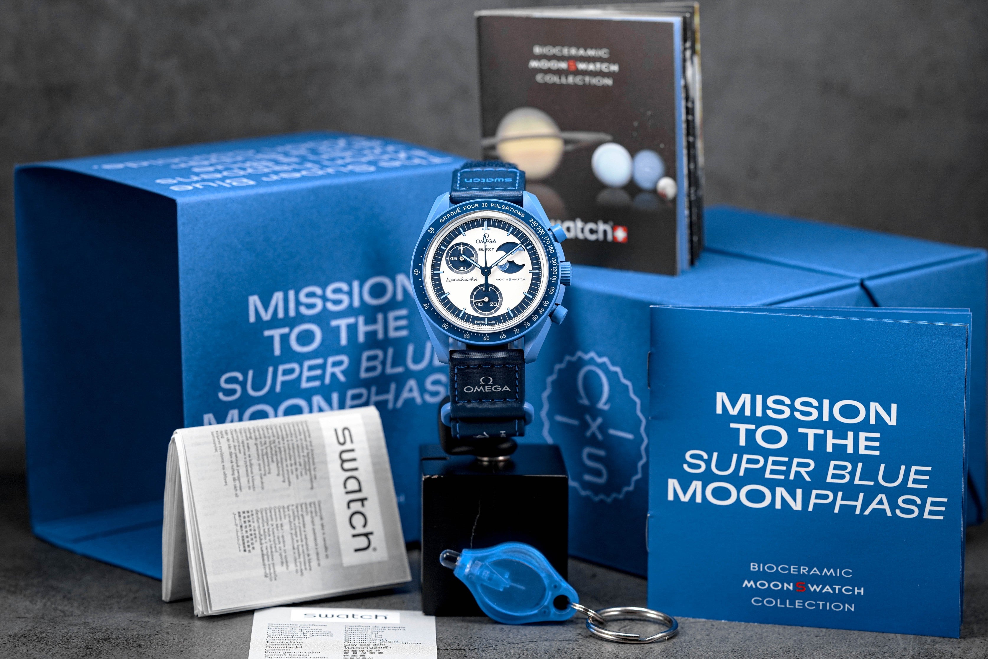 SWATCH X OMEGA MOONSWATCH MISSION TO THE SUPER BLUE SWATCH X OMEGA MOONSWATCH MISSION TO THE SUPER BLUE